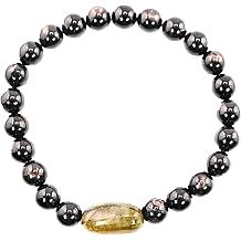 Hypersthene with Labaradoite Bracelet for Men - Genuine Hypersthene Crystals and Healing Stone Bracelet for Mens Gift - 8" Stretch Bracelet with Charm