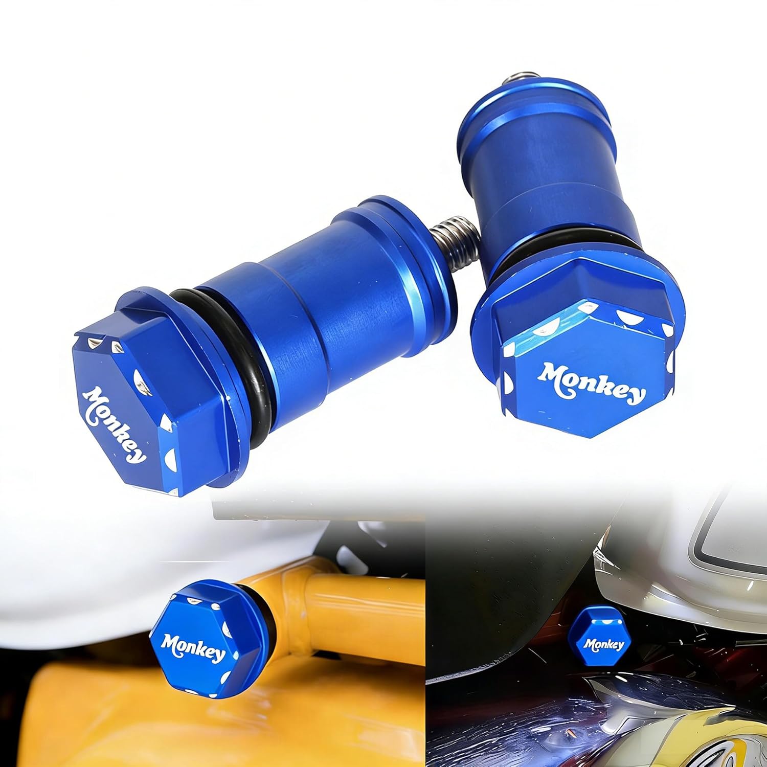 Monkey125 Hex Seat Screws Frame Cap Compatible with Monkey 125 2018-2024 CNC 3D Motorcycle Seat Frame Cap Bolts (Blue)