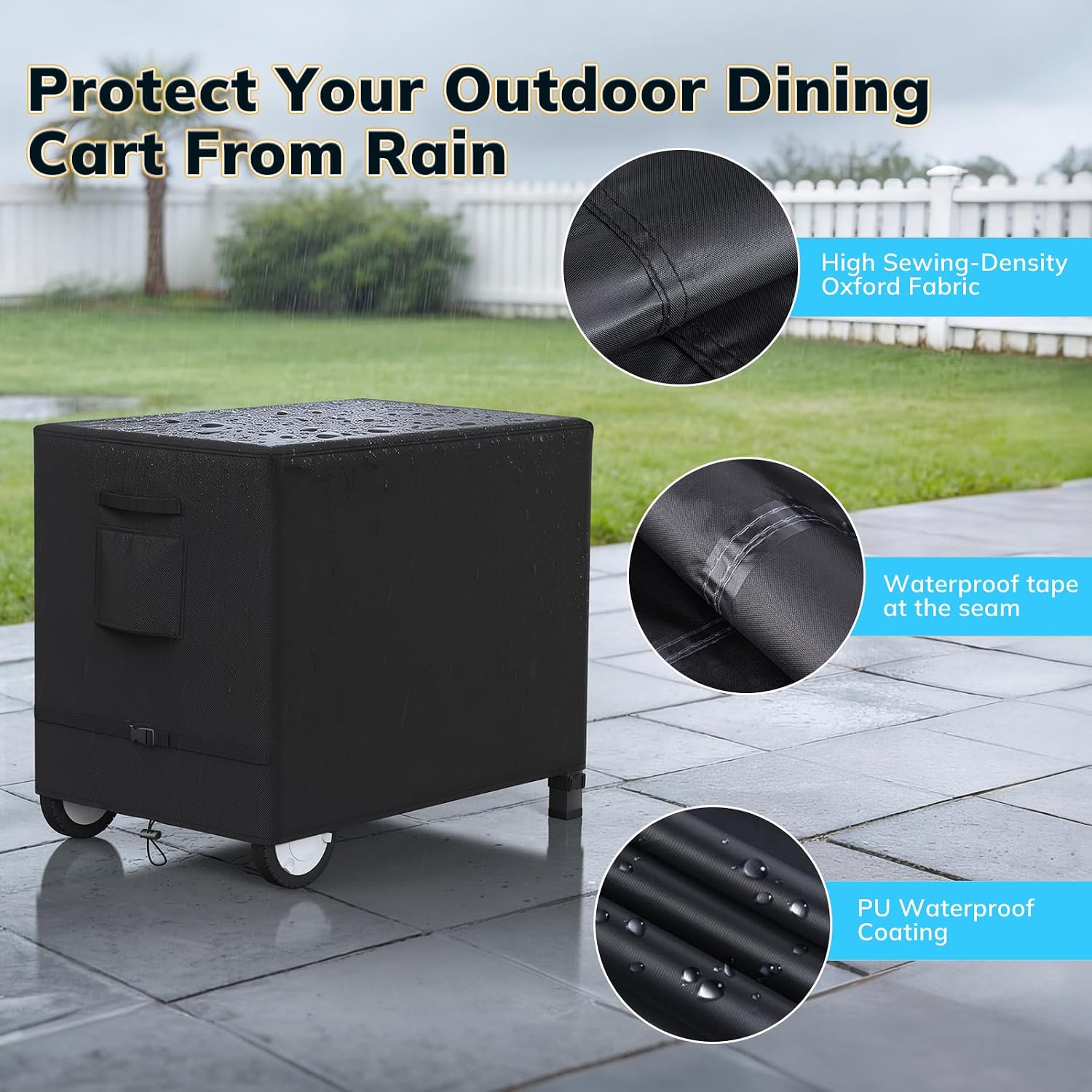 Outdoor Prep Table Cover, Waterproof Outdoor Dining Cart Cover, Heavy Duty Oxford Fabric for 36-inch Keter Unity Portable Table, Outdoor Storage Cabinet and Utility Cart, 36" L×24" D×35" H, Black