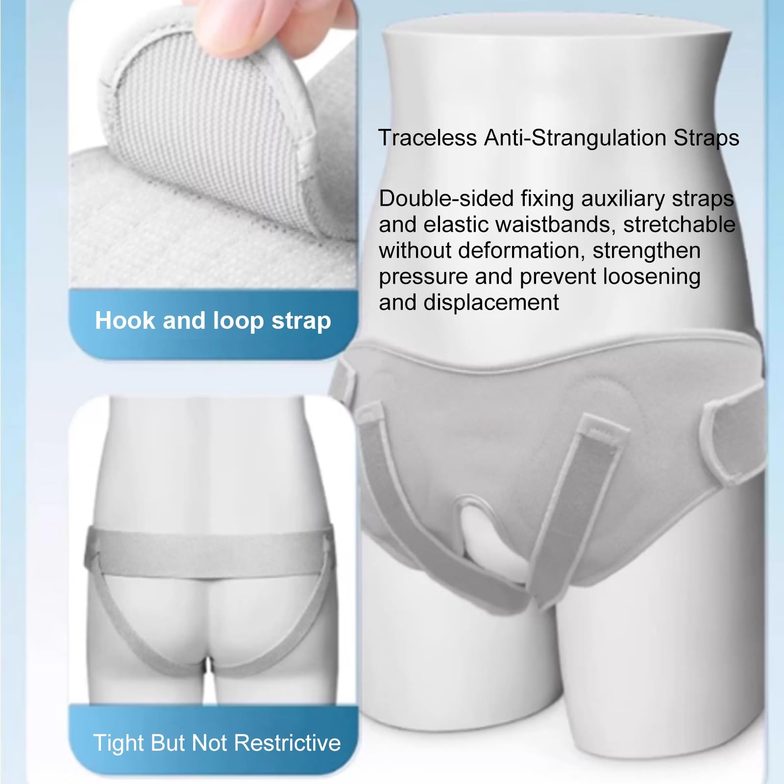 Leistenbruch Bandage für Männer, Leistenbruch Bandage Zur Schmerzlinderung in Der Leistengegend, Doppelte Leistenbruchbandage mit 2 Herausnehmbaren Kompressionspolstern(X-Large)