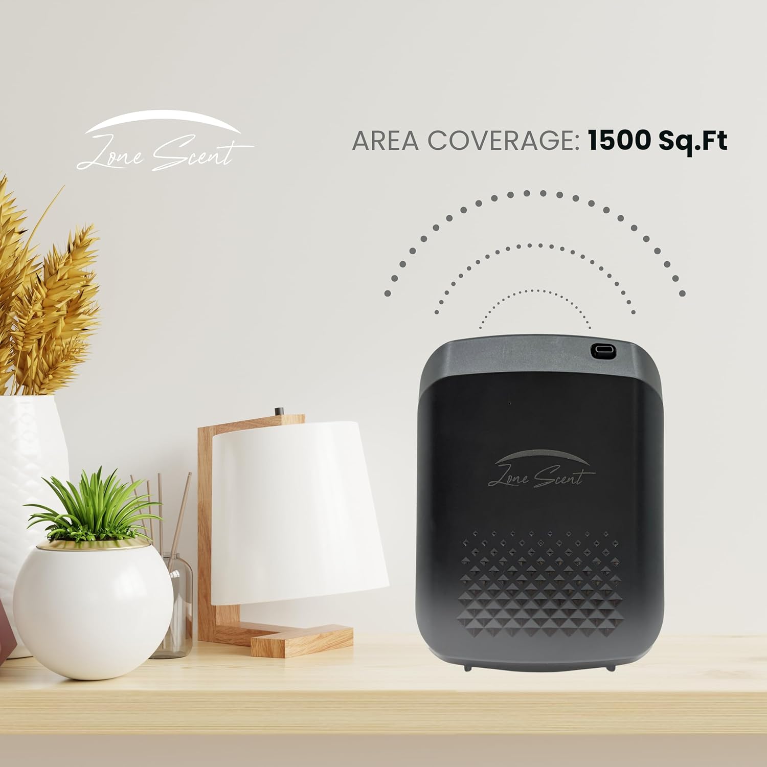 Smart Essential Oil Diffuser for Home and Commercial Use – 1500 Sq Ft Cold Air Scent Machine – Waterless, Quiet, Safe, App-Controlled Aroma Diffuser – ZS-01F (Black)