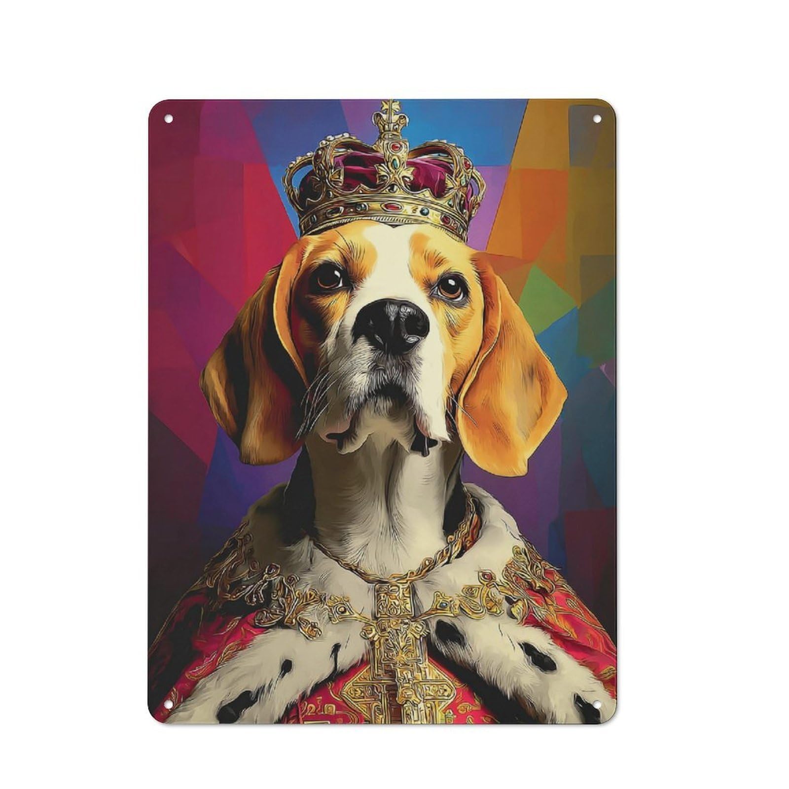 Junmoney Royal Beagle Portrait Artwork Metal Plaque With Design 40X30cm, Vintage Bistro Wall Plaque For Coffee Bar, Kitchen, Bistro Or Tea Corner