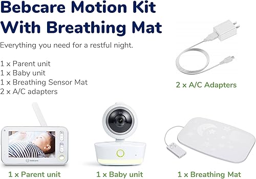 Miniatura 6 de Bebcare Motion - Monitor de bebé con video inteligente pantalla ultra clara de 4.3", cámara panorámica e inclinación de 360, sensor de temperatura,