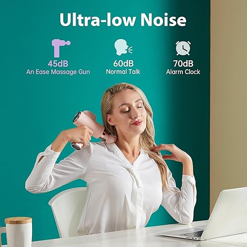Miniatura 5 de Pistola de masaje para mujer, masajeador muscular rosa con carga USB-C para aliviar el dolor de espalda, cuello y hombros, súper silencioso y