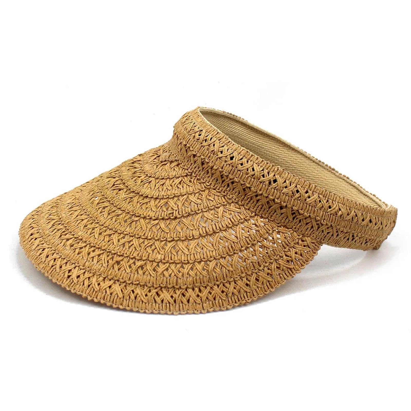 Gorros De Punto para Sombrero Tejido Beanie Gorra De Béisbol con Visera De Paja para Mujer Sombrero De Sol De Tenis Ancho Al Aire Libre