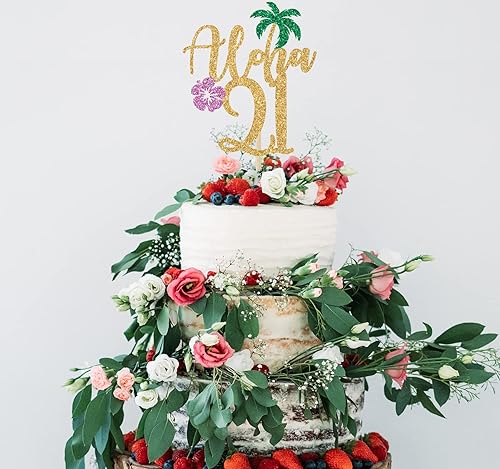 Miniatura 8 de Aloha - Decoración para tartas con texto en inglés "Cheers to 40", decoración de cumpleaños de 40 años amado y bendecido, decoración de fiesta de