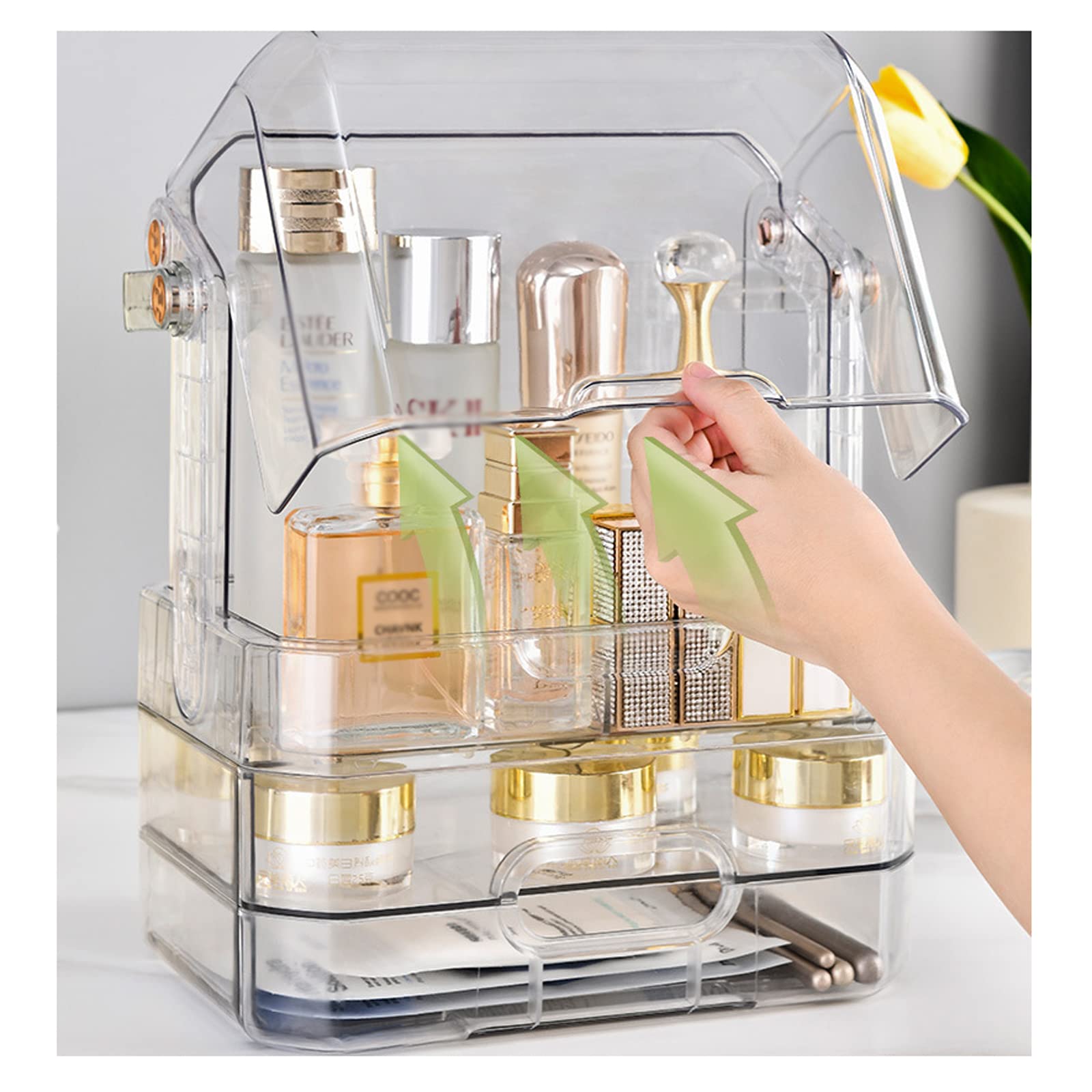 Rangement de Maquillage,Organisateur de Soins de la Peau,boîte de Rangement de cosmétiques en Plastique Transparent,Organisateur de Maquillage de comptoir