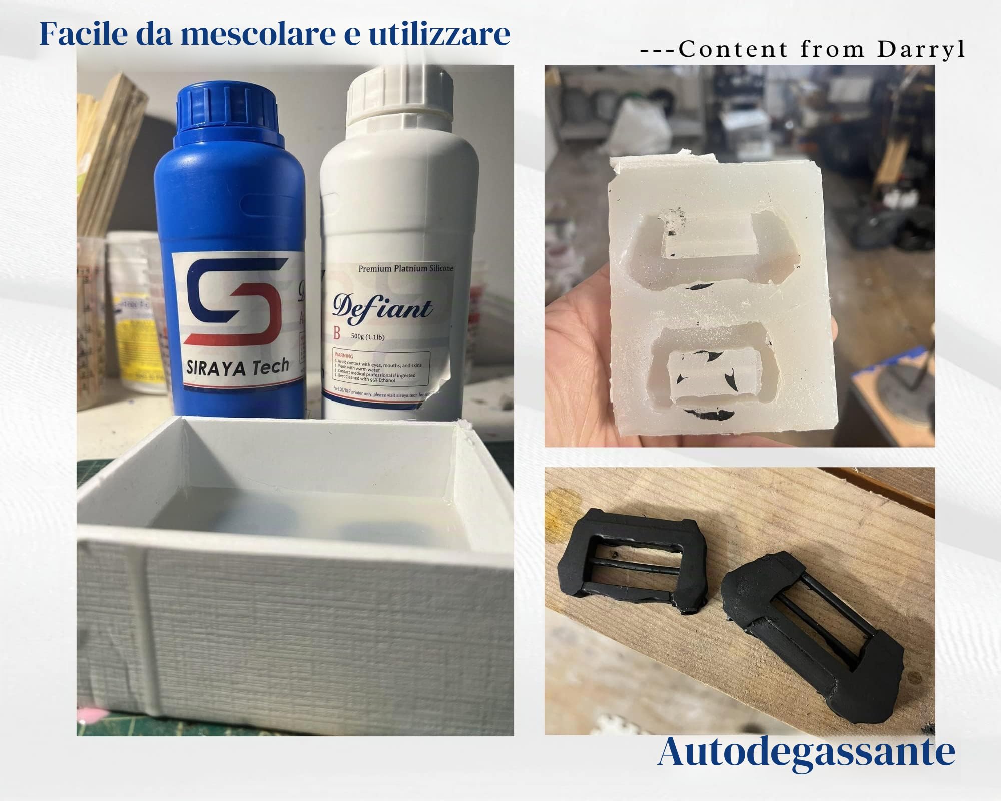 Siraya Tech Defiant 25 Kit Fai-da-Te in Silicone Platinico per Stampi, Sicuro per Alimenti, Durezza 25A, Ideale per Resina UV per Stampanti 3D, Facile da Usare, Senza Rivestimento (1kg)