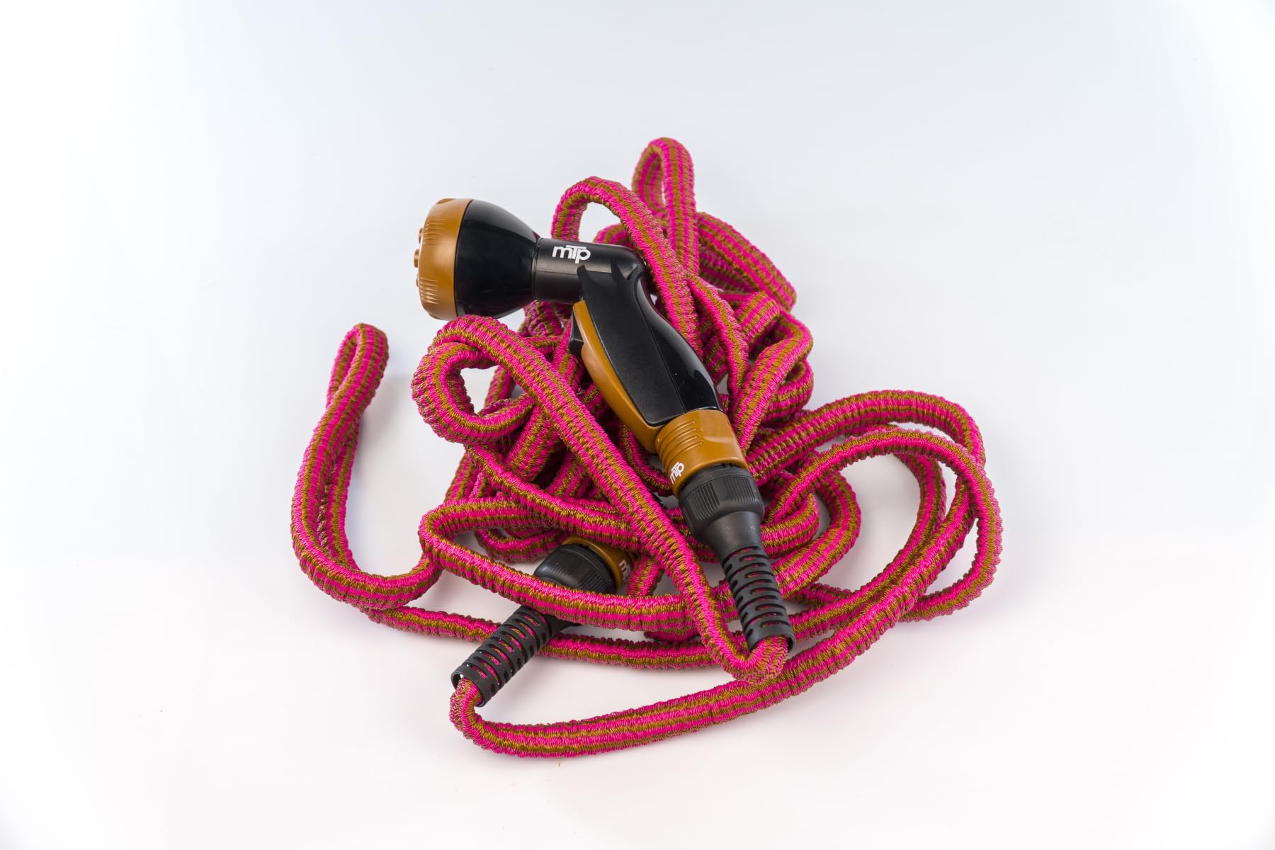 eacommerce | Tubo estensibile irrigazione da giardino | Resistente, leggero, compatto | Non si attorciglia, raccordi inclusi | Pratico per balcone, terrazza, camper (Bronzo/Fucsia, 12,5 Metri)