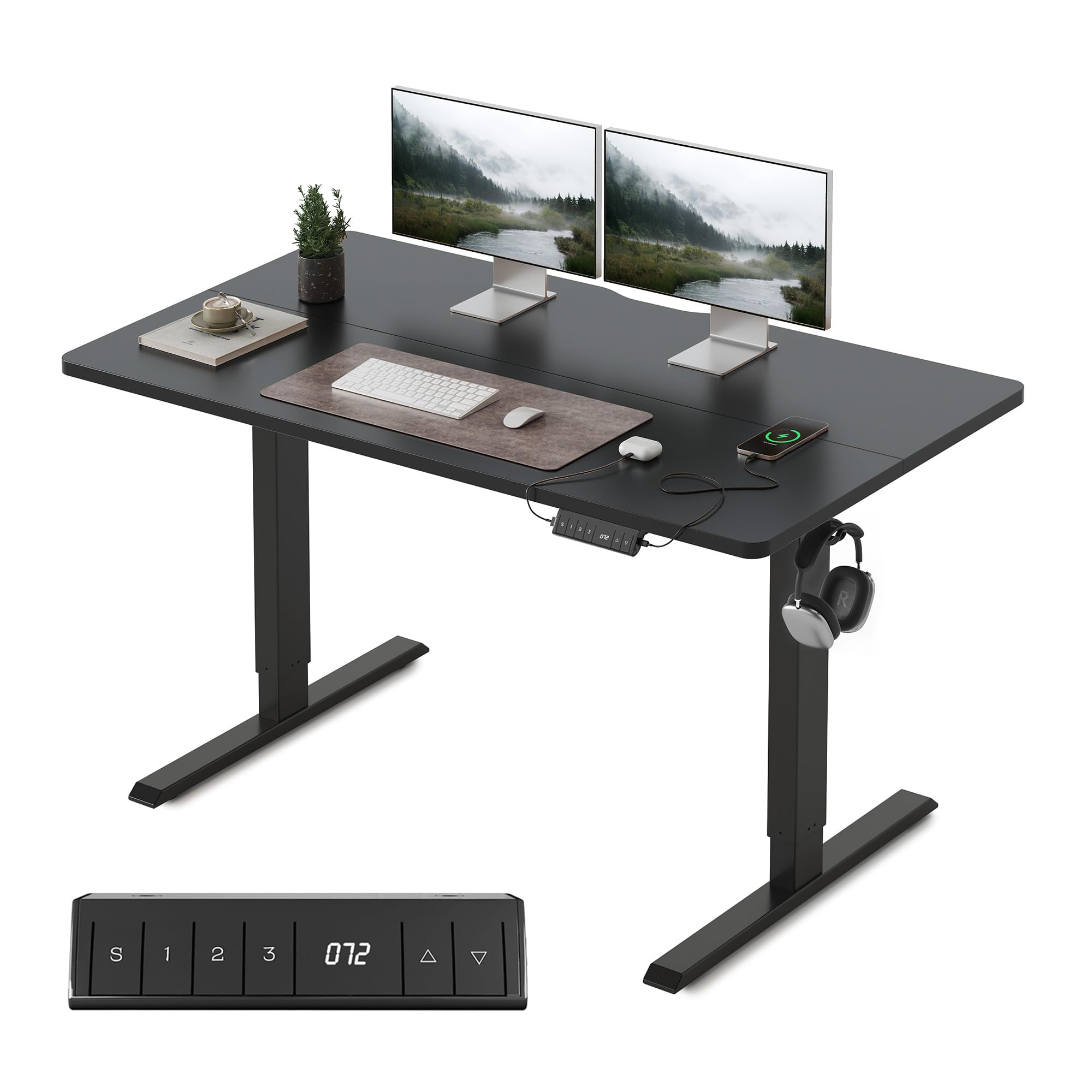 FEZIBO Bureau Électrique Assis Debout, Érgonomique pour Télétravail, Noir