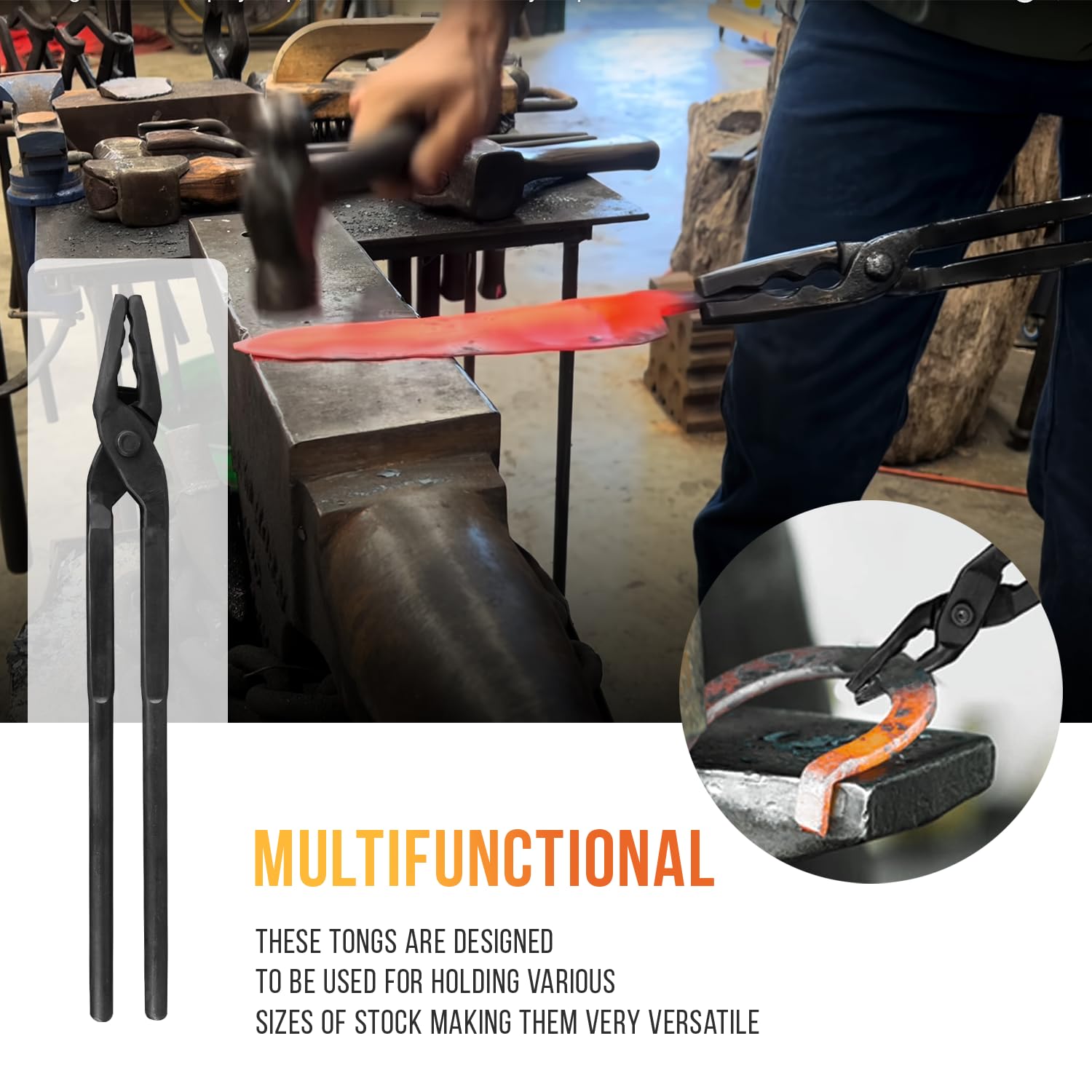 Pinze a becco di lupo per fabbro Bladesmith, strumenti essenziali per fucina per principianti e professionisti (381 mm)