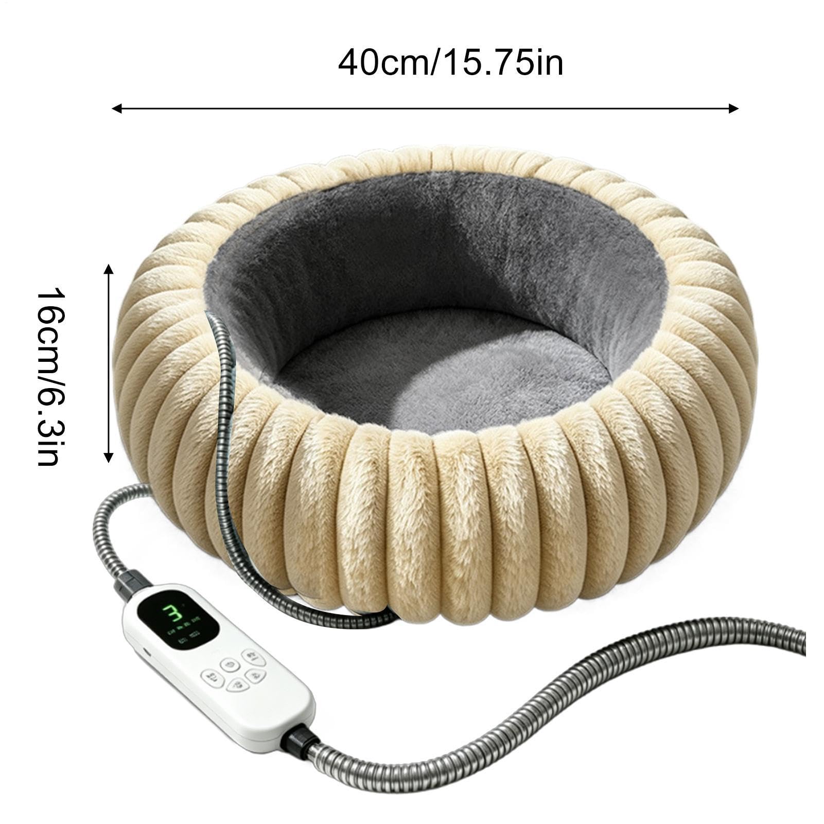 riscaldante per gatti a 9 livelli di calore rotondo peluche timer regolabile | Stuoia Di Riscaldamento Per Animali Per Angolo Casa Esterno Momenti Soggiorno Pavimento Camera Da Letto Ufficio