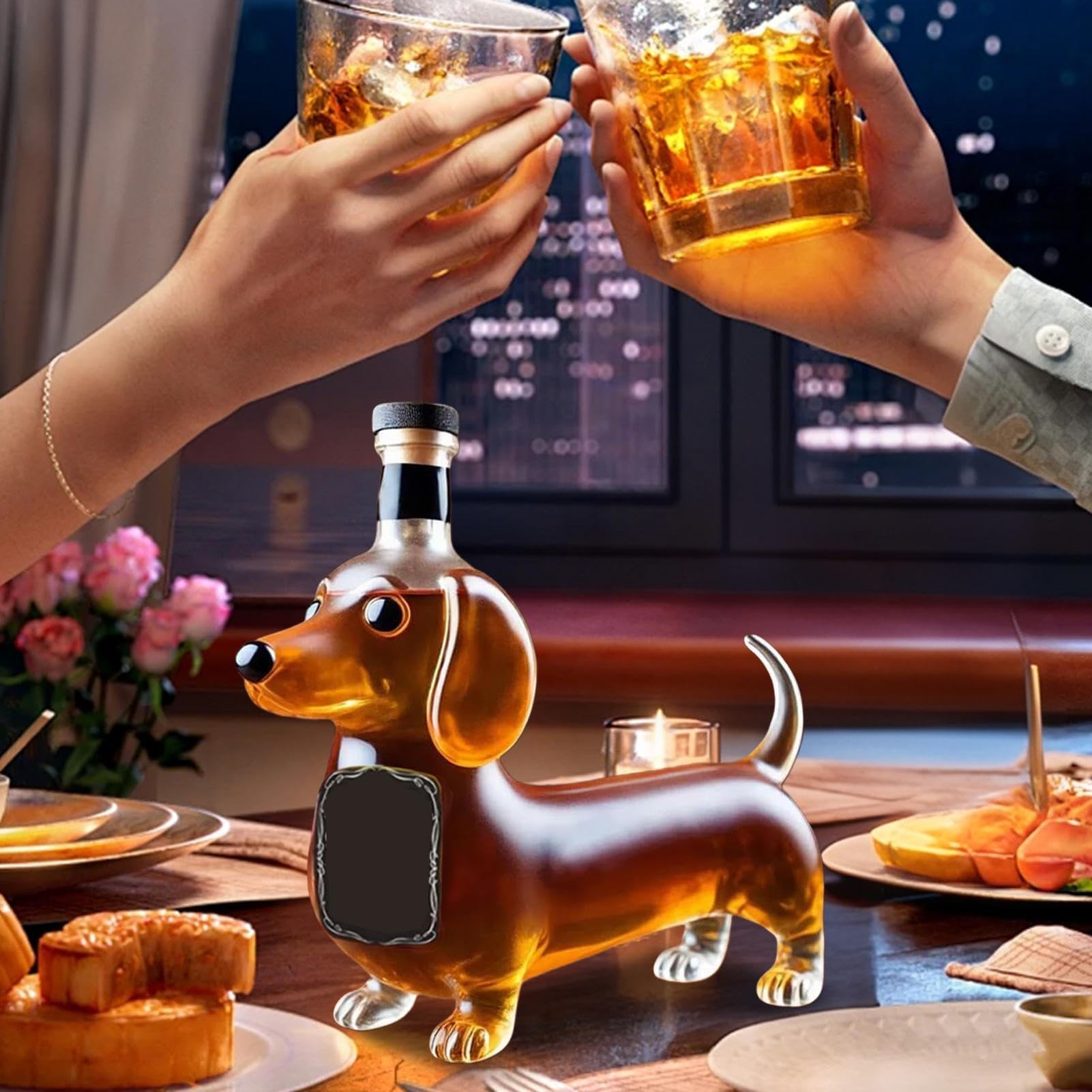 Amazon.co.jp: 犬用ウイスキーボトル、面白いガラスダックスフント像