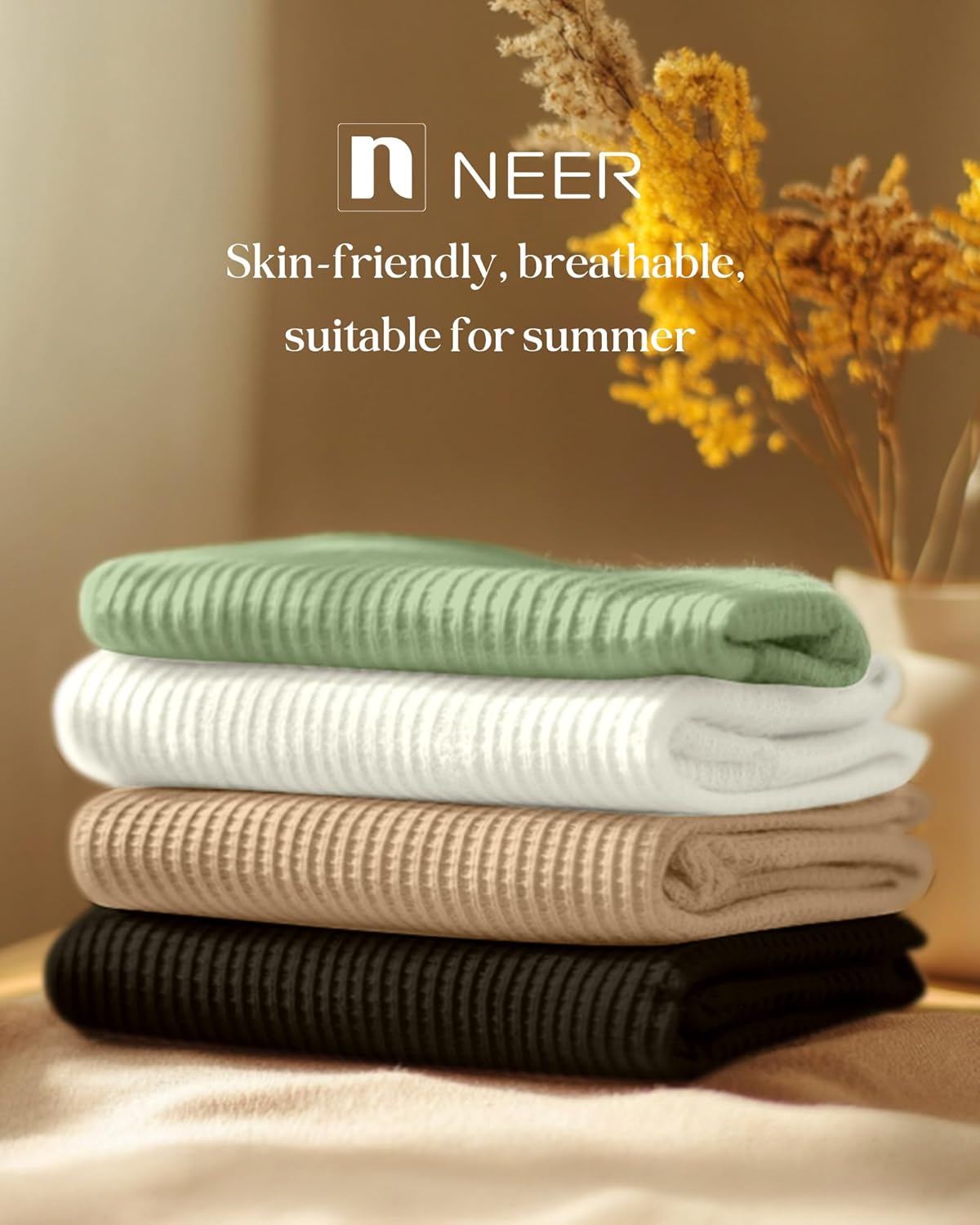 Neer 3 Pack Women's Waffle Maternity Shirts, Drop Shoulder Short Sleeve Split Side Pregnancy Tops Crewneck Loose Basic Tee - Image 6