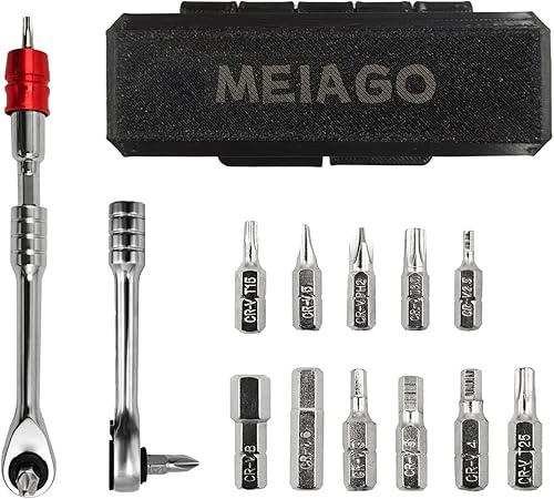 Herramienta de reparación y mantenimiento de bicicletas, kit de múltiples herramientas para bicicletas, juego de mini llaves de trinquete 13 en 1,