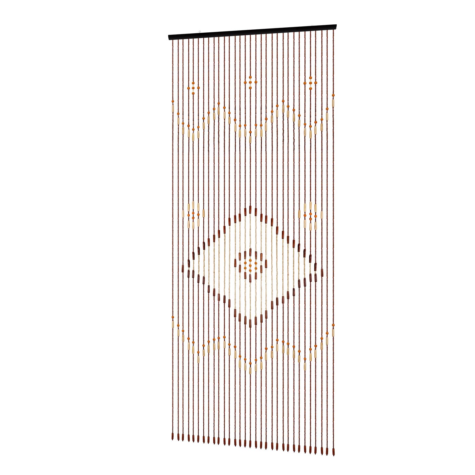 Wulimasun Chocolate Brown Beaded Door Curtain,Natural Wooden Beaded Door Curtain 31 Lines Tassel Bedroom String Fly Living Room Partition Retro Style 90 * 208Cm,For Home Doorways,Bedroom Doors
