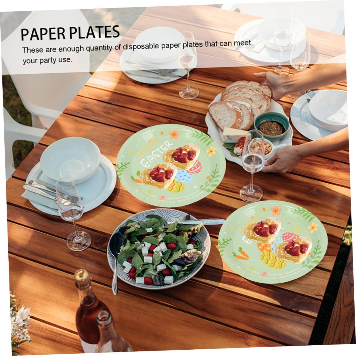 Easter Bunny Paper Plates 48pcs Disposable round Shape Paper Plates 7-inch Holiday Party Tableware for Family Gathering and Cake Serving