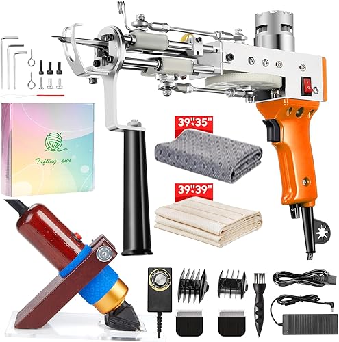 BESGEER - Pistola de acolchonamiento de alfombra con kit de recortadora de alfombras, pistola de alfombra con tijeras de acolchonamiento, pistola de