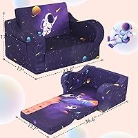 Vista 3 de Sofá para niños, sofá de espuma abatible 2 en 1, silla plegable suave para juegos, color morado oscuro