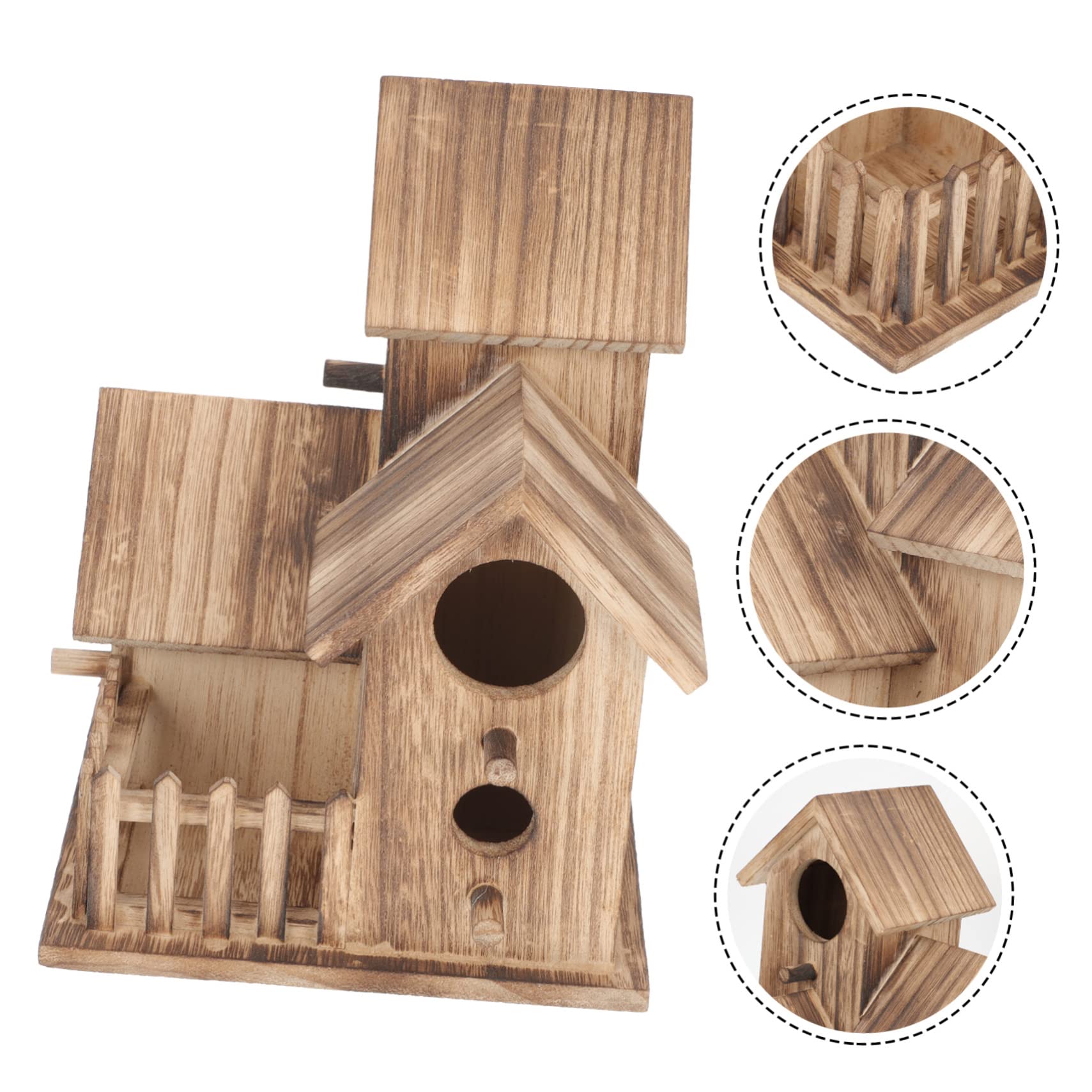 Villa Nido De Pájaro Madera Caseta para Jardín Comedero Independiente para Pájaros Nido De Madera