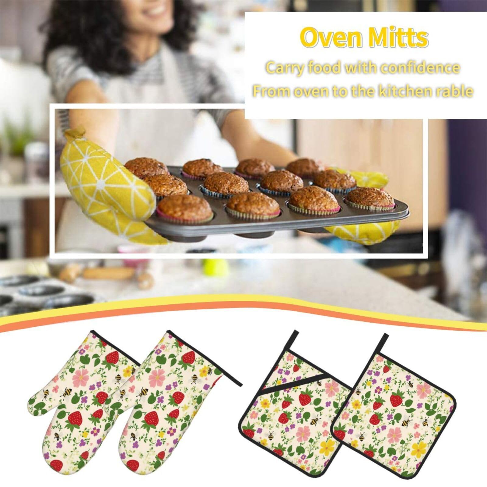 Maniques de Cuisine Gants de Cuisson Lavable en Machine Facile a Nettoyer