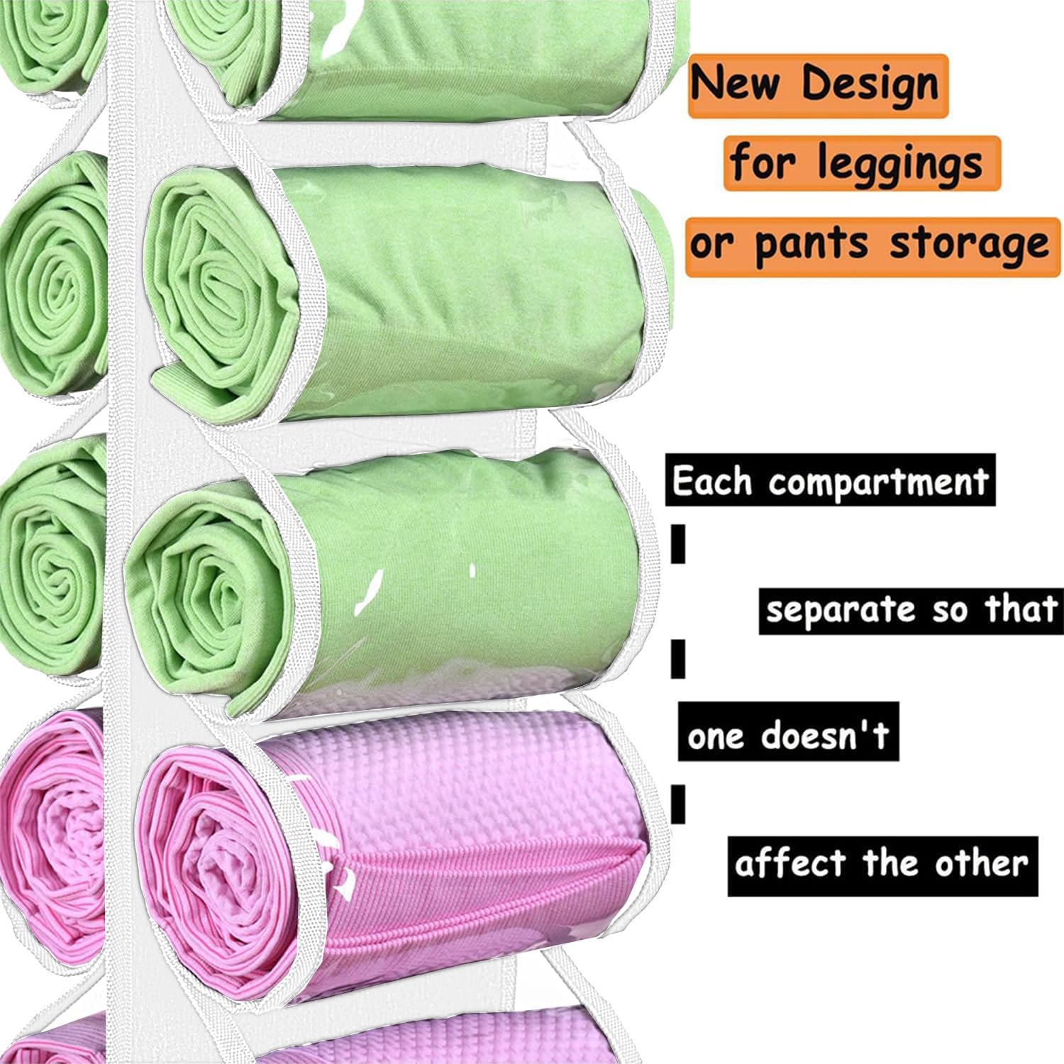Legging Storage Bag Hanger Holds 24 Leggings or Shirts, Jeans Compartment, Foldable Organizer Clothes - Image 4