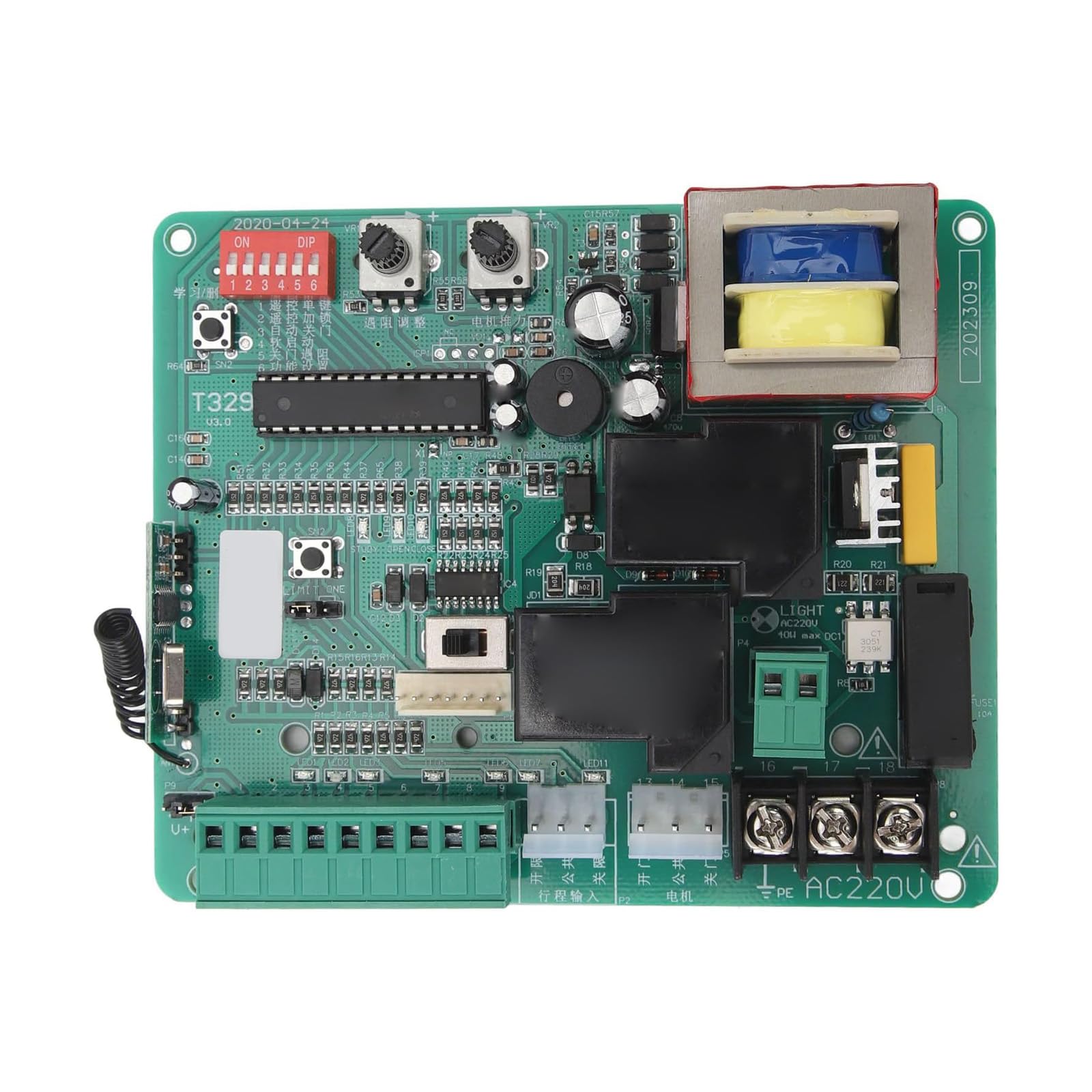 Buxuaaaa 220V Electric Door Main Control Board Replacement, Sliding Gate Opener Circuit Board Slow Start-Stop Function Sliding Door Opener Controller Module