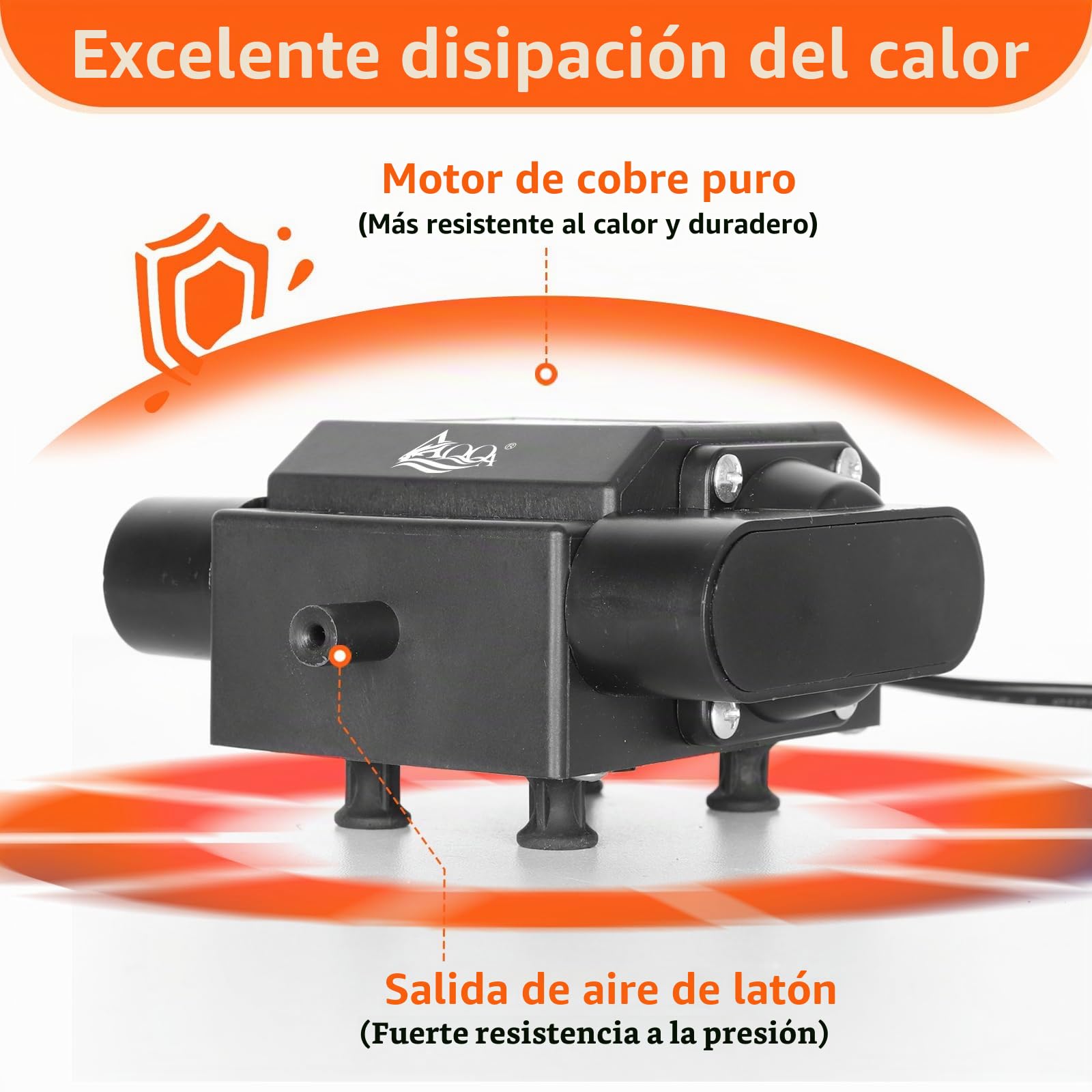 AQQA Bomba de aire para acuario, 4 tomas, potente aireador de estanque al aire libre, bomba de oxígeno para peceras, bomba de burbujas de aire ajustable con accesorios
