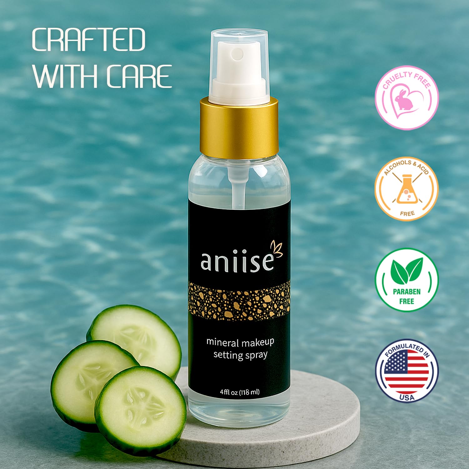 ANIISE Mineral Makeup Setting Spray – Long Lasting, Hydrating & Dewy Finish – All Skin Types – Paraben-Free, Cruelty-Free – Face Mist to Lock in Makeup – Made in USA – 4oz - Image 6