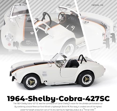 Miniatura 7 de Shelby Cobra 427SC 1964 Modelo fundido a presión a presión a escala 118 Coches deportivos de aleación premium con vitrina, dirección de trabajo, el