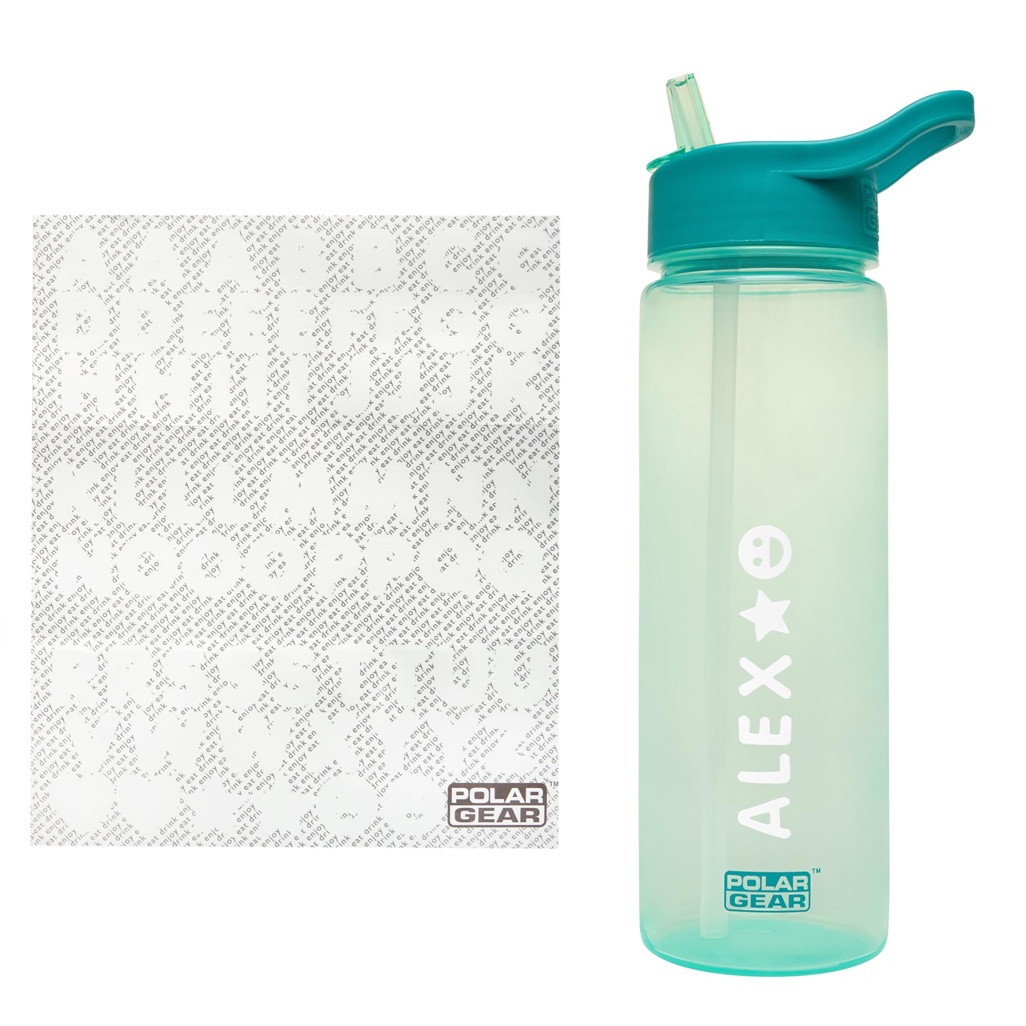 Personalised A-Z Sticker Water Bottle with Straw 600ml – Official Merchandise Kids Reusable Non Spill BPA Free Tritan – Personalise - Ideal For School Nursery Sports Picnic - Mint/Teal