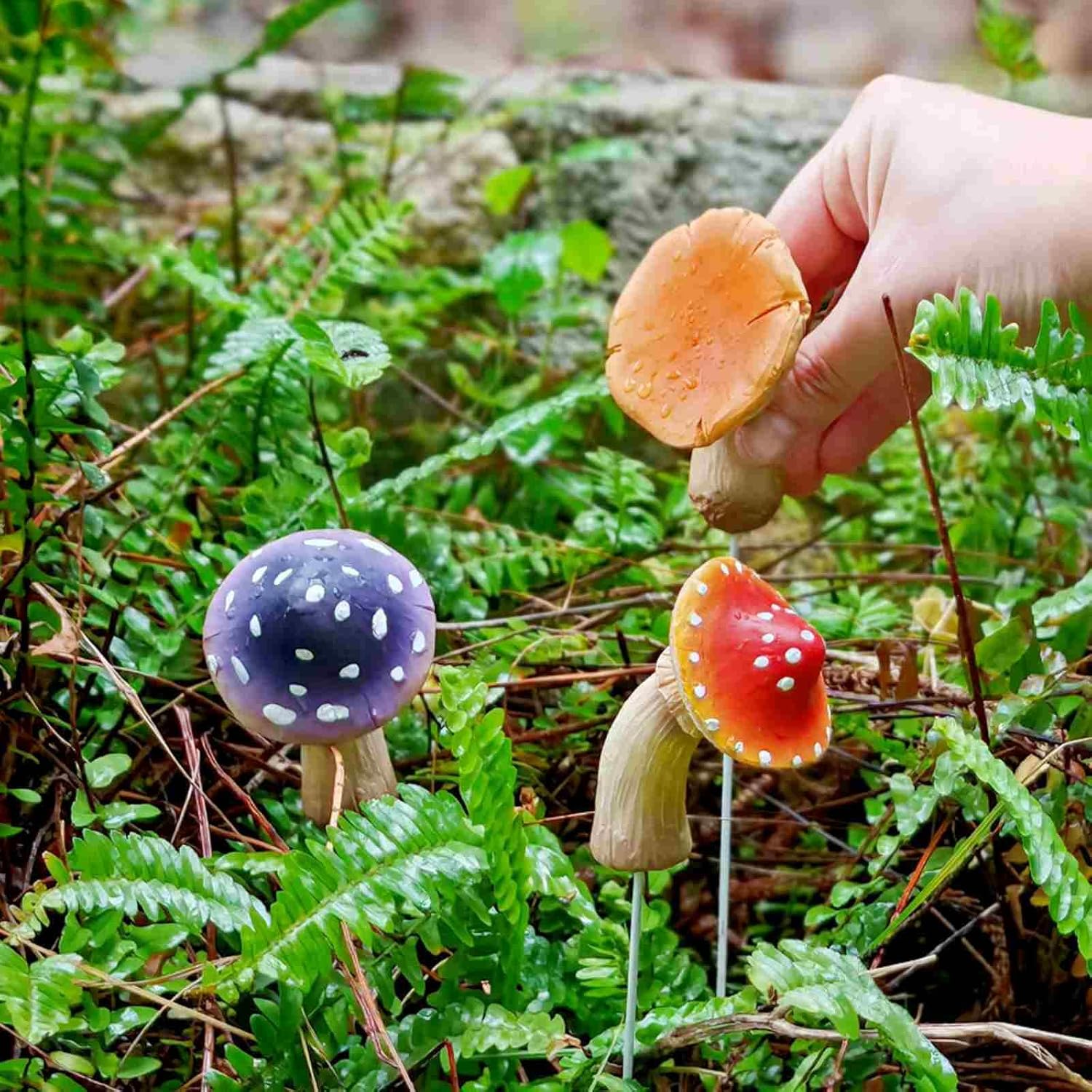 Bunny Decor Garden Patio Decor Rabbit Planter Hugger 2pcs+Outdoor Garden Mushroom Stakes S3