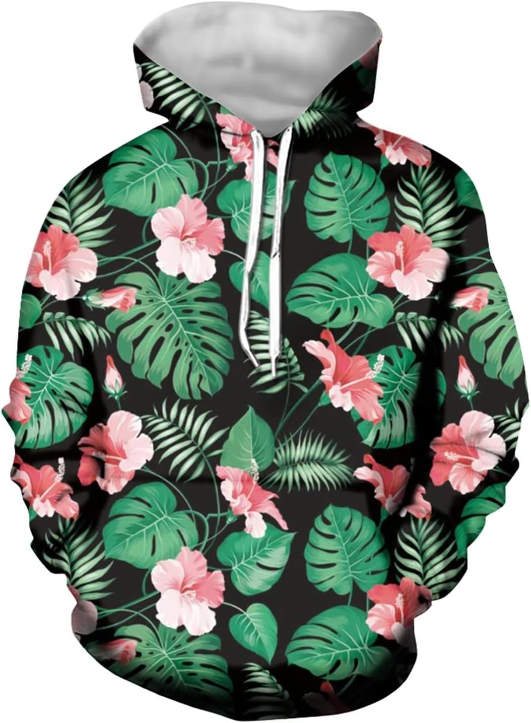 Forchrinse Green Palm Tree Sea Beach Mens Hoodies Pullover Long Sleeve Fleece Hoodie Cozy Sport Casual Outwear
