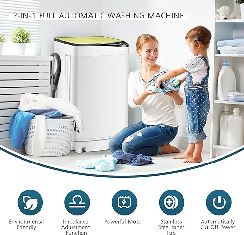 Miniatura 2 de ARLIME - Lavadora portátil, compacta y automática, 2 en -1, lavadora y secadora giratoria, capacidad de 7.7 libras, con bomba de drenaje y manguera