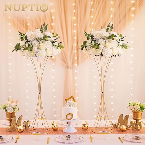Miniatura 2 de NUPTIO Bolas de flores para centros de mesa de boda, 6 piezas de 13.8 pulgadas de diámetro, arreglo de bolas de flores falsas, centros de mesa de