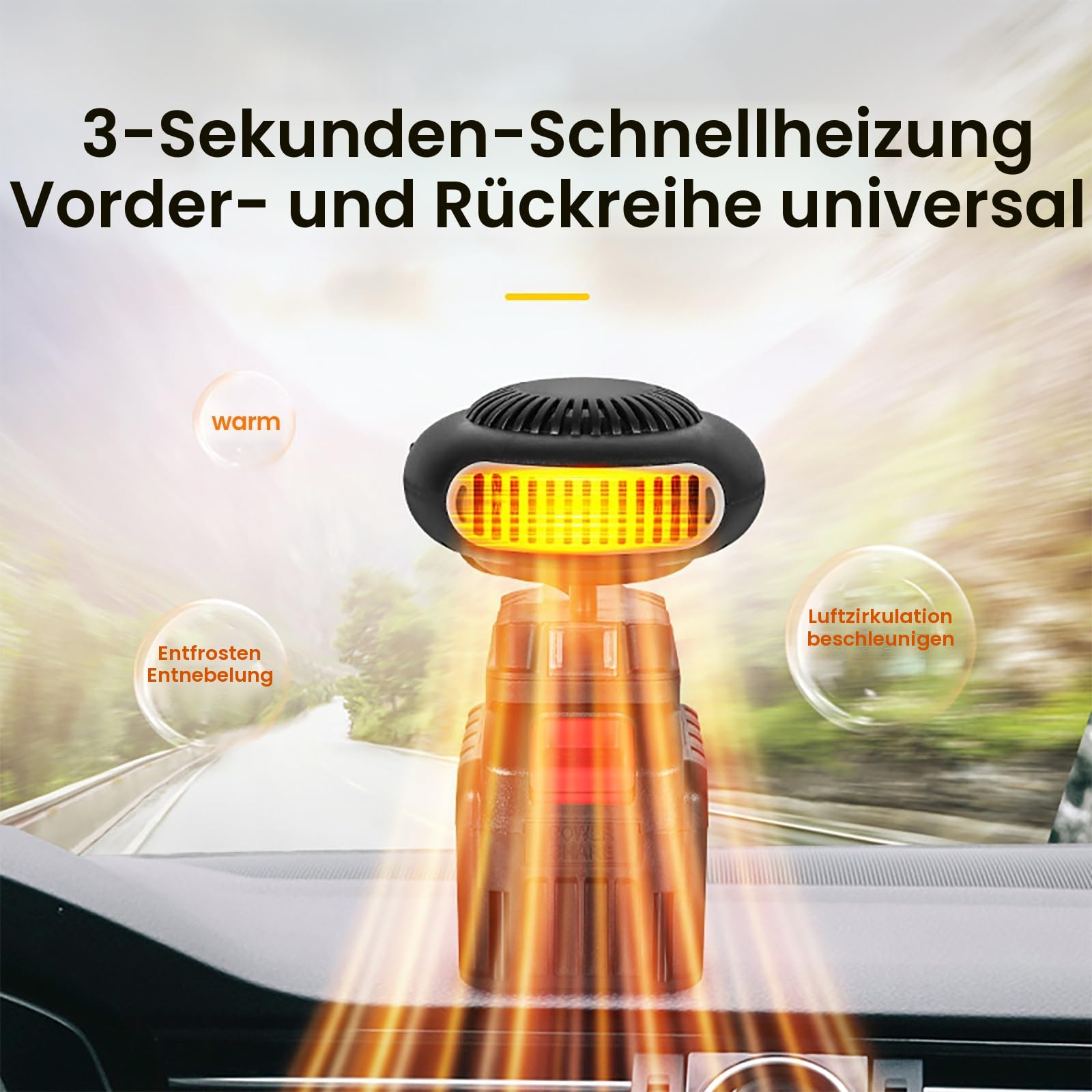 Eznaobo Auto Heizung mit Akku, 170W Heizlüfter Auto Heizun,Mini Akku Heizlüfter mit Kippschutz,2 Stufen (30-80°C),Tragbar Auto-Heizlüfter mit Kippschutz für Auto, Büro & Zuhause (2 Batterie)