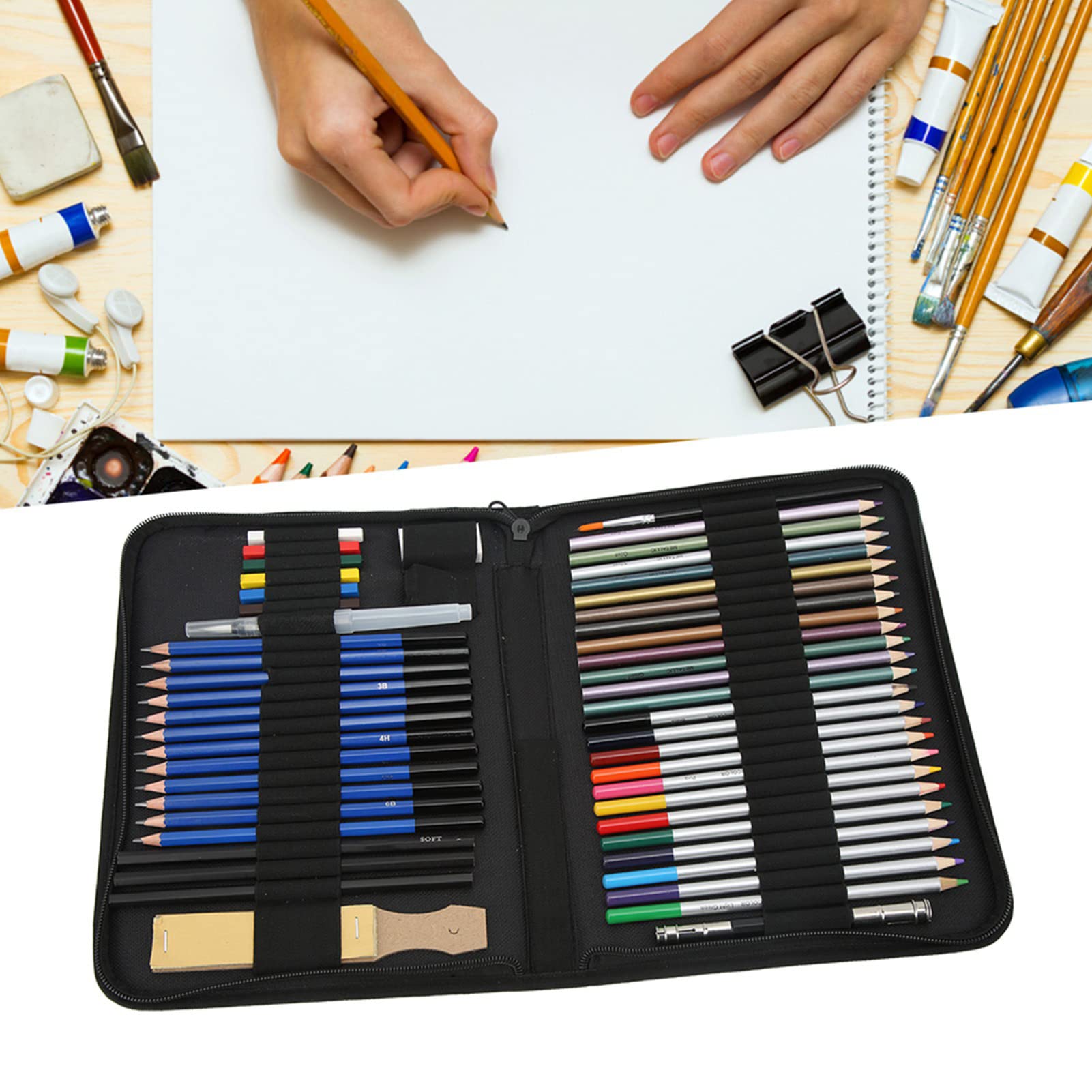 Kit di matite da disegno, Set da disegno Kit da schizzo, Forniture artistiche professionali, Set di matite colorate, per artisti Adulti Adolescenti Principianti