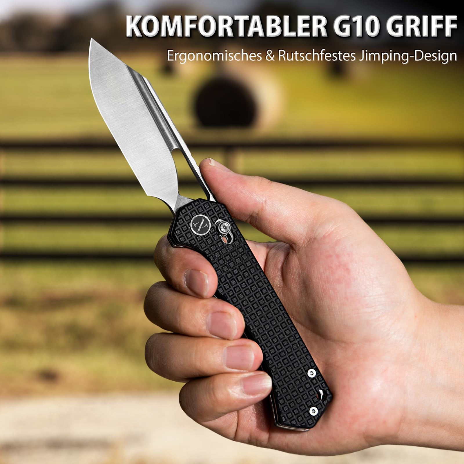 NedFoss COUGAR Klappmesser, 14C28N Stahl Taschenmesser mit Crossbar-Lock