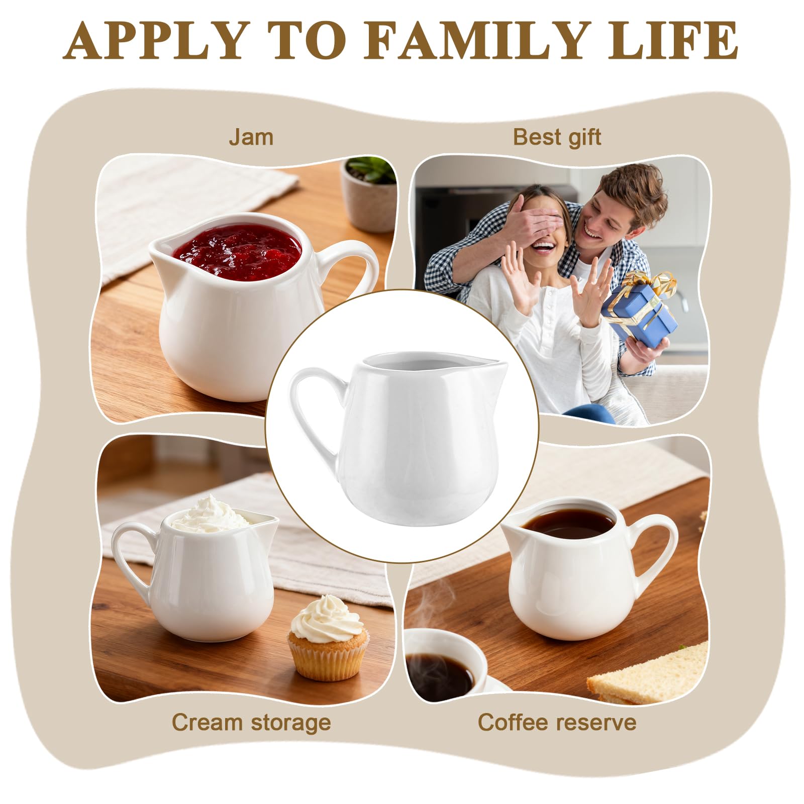 JMIATRY 8 Stück 240ml Milchkännchen Porzellan, Milchkännchen mit Griff Weiß für Milch Kaffee Cappuccino Latte