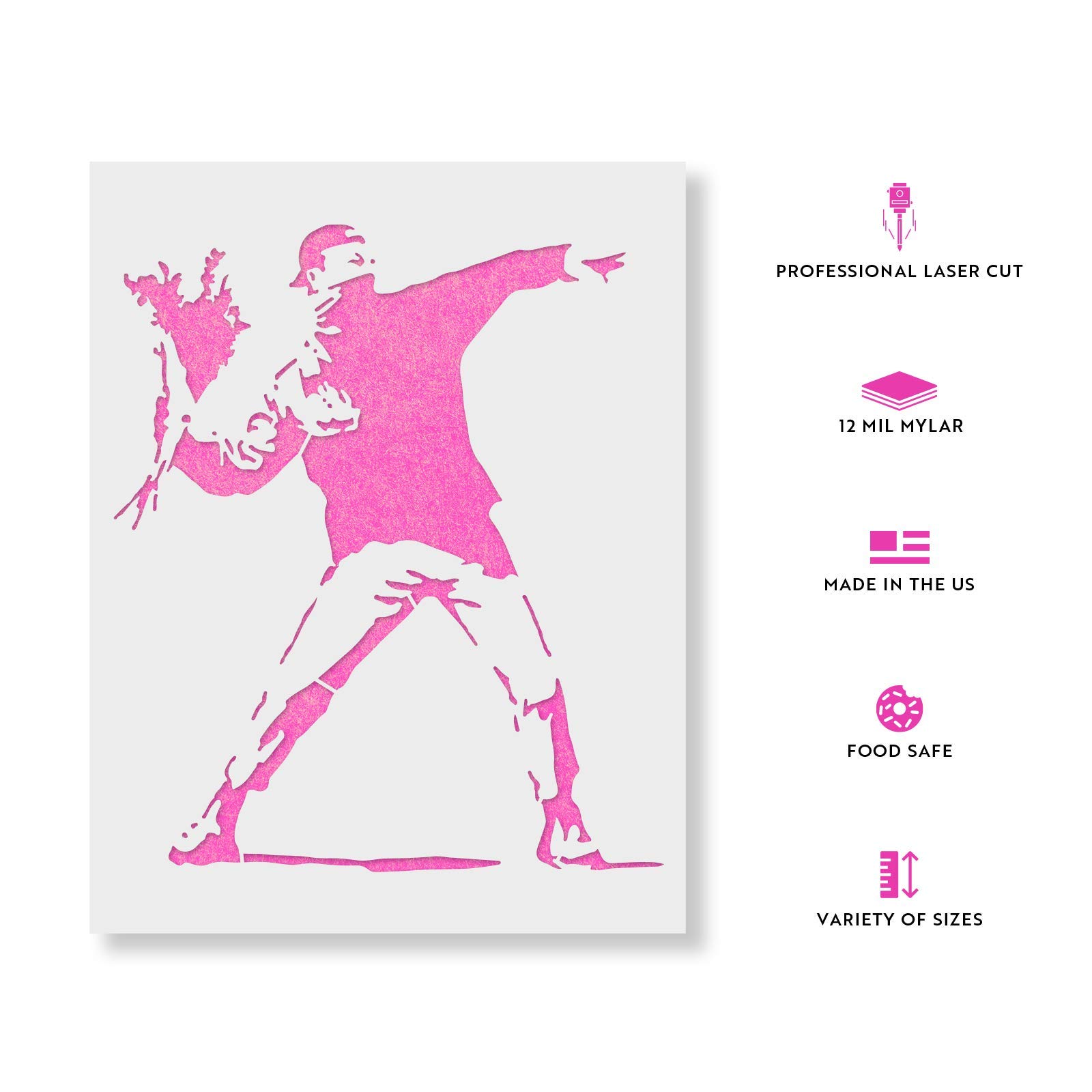 Amazon.co.jp: Rage Flower Thrower バンクシーステンシル 壁や工芸用