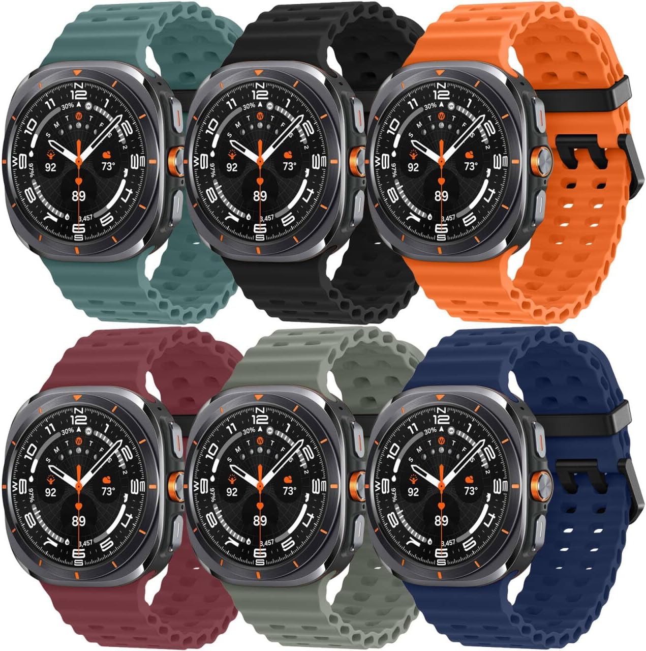 6 Pack Watch Band Compatible for Samsung Galaxy Watch Ultra 47mm Band（2025/2024）, Adjustable Elastic Breathable Replacement Strap for Samsung Galaxy Watch Ultra Women Men