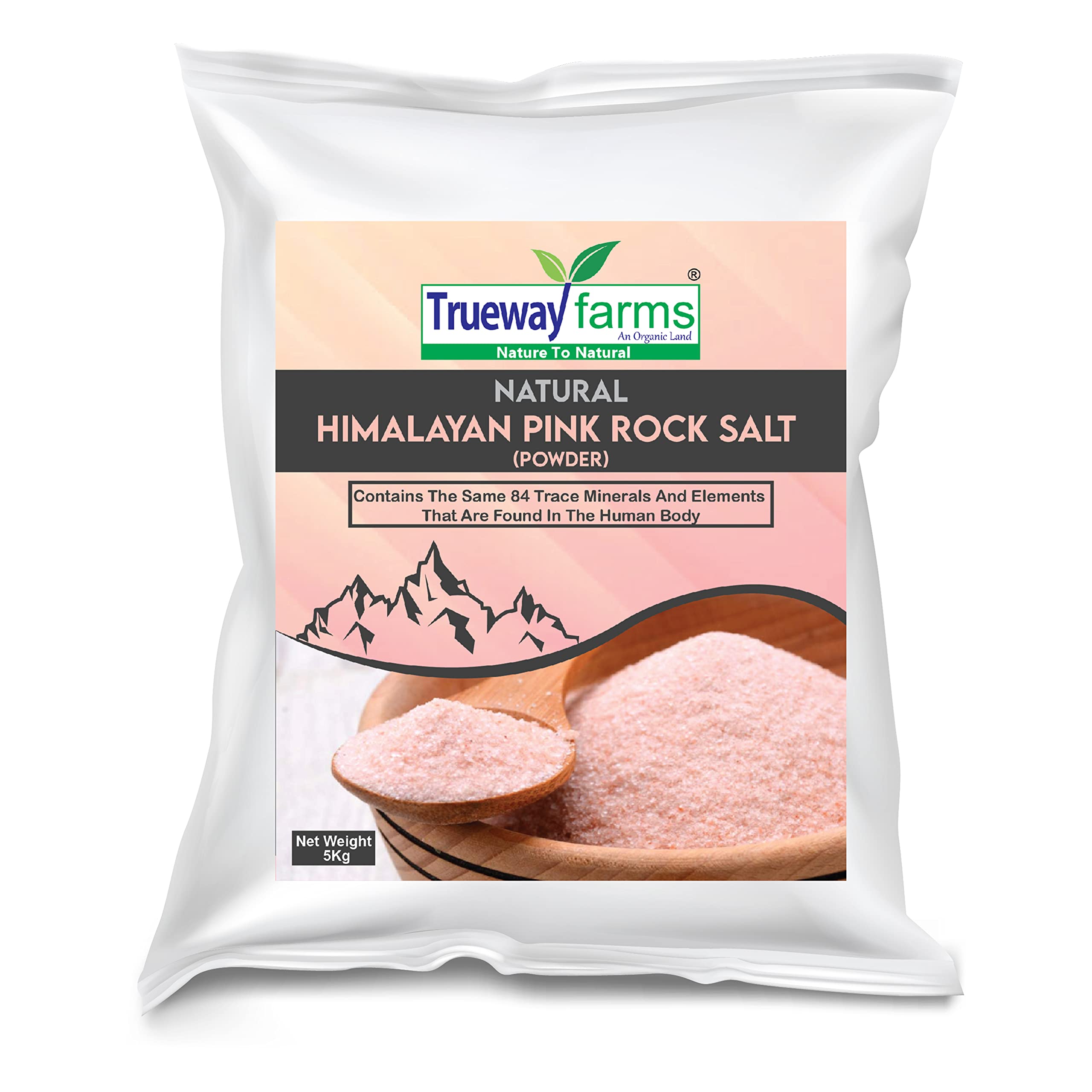 TRUEWAY FARMS - AN ORGANIC LAND -NATURE TO NATURAL Himalayan Pink Rock Salt Powder 5 Kg