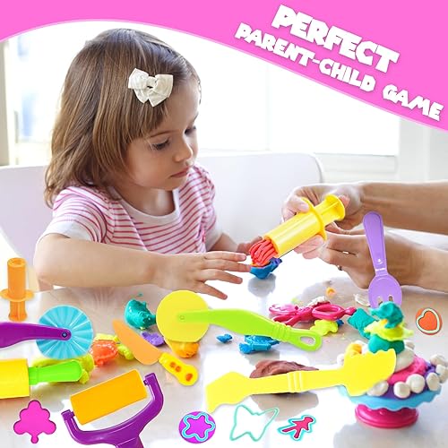 Miniatura 7 de Juego de herramientas Playdough, 18 piezas de juegos de masa de juego para niños de 4 a 8 años, accesorios creativos para masa de juego con