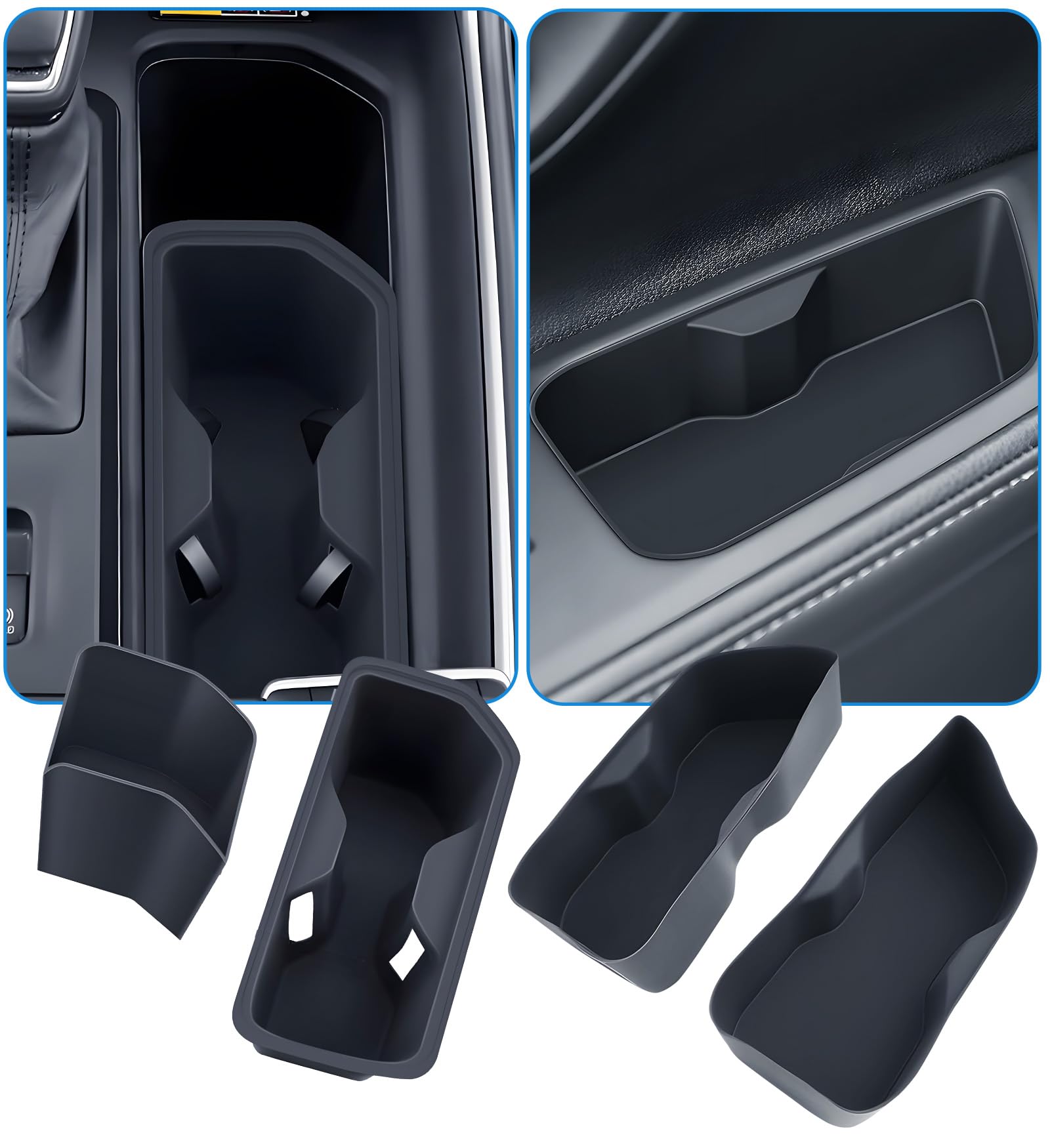 Cup Holder Inserts for Toyota Grand Highlander 2026 2025 2024, Interior Accessories Center Console Front &amp; Rear Cup Holders Covers Protector for 2024-2026 Grand Highlander, Black