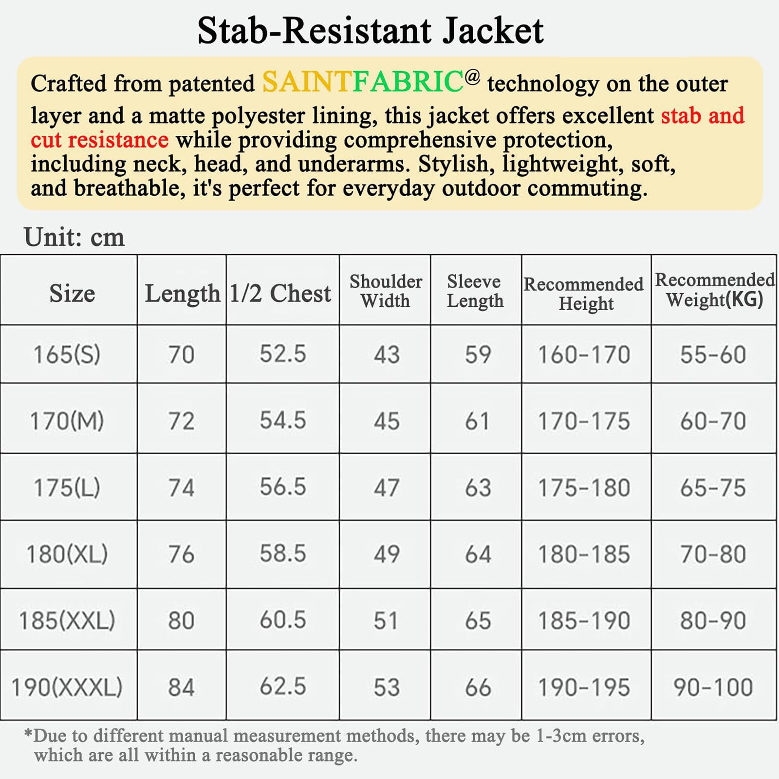 Chaqueta AntipuñAladas, Chaqueta AntiperforacióN para Hombre, ProteccióN De 5 Niveles, ProteccióN De Alto Rendimiento para La Seguridad Personal, para PolicíAs Y Personal De Seguridad. L