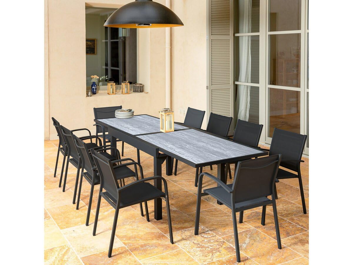 Table Jardin en Aluminium Extensible Lagos - 200/320 x 105 x 76 cm - Gris