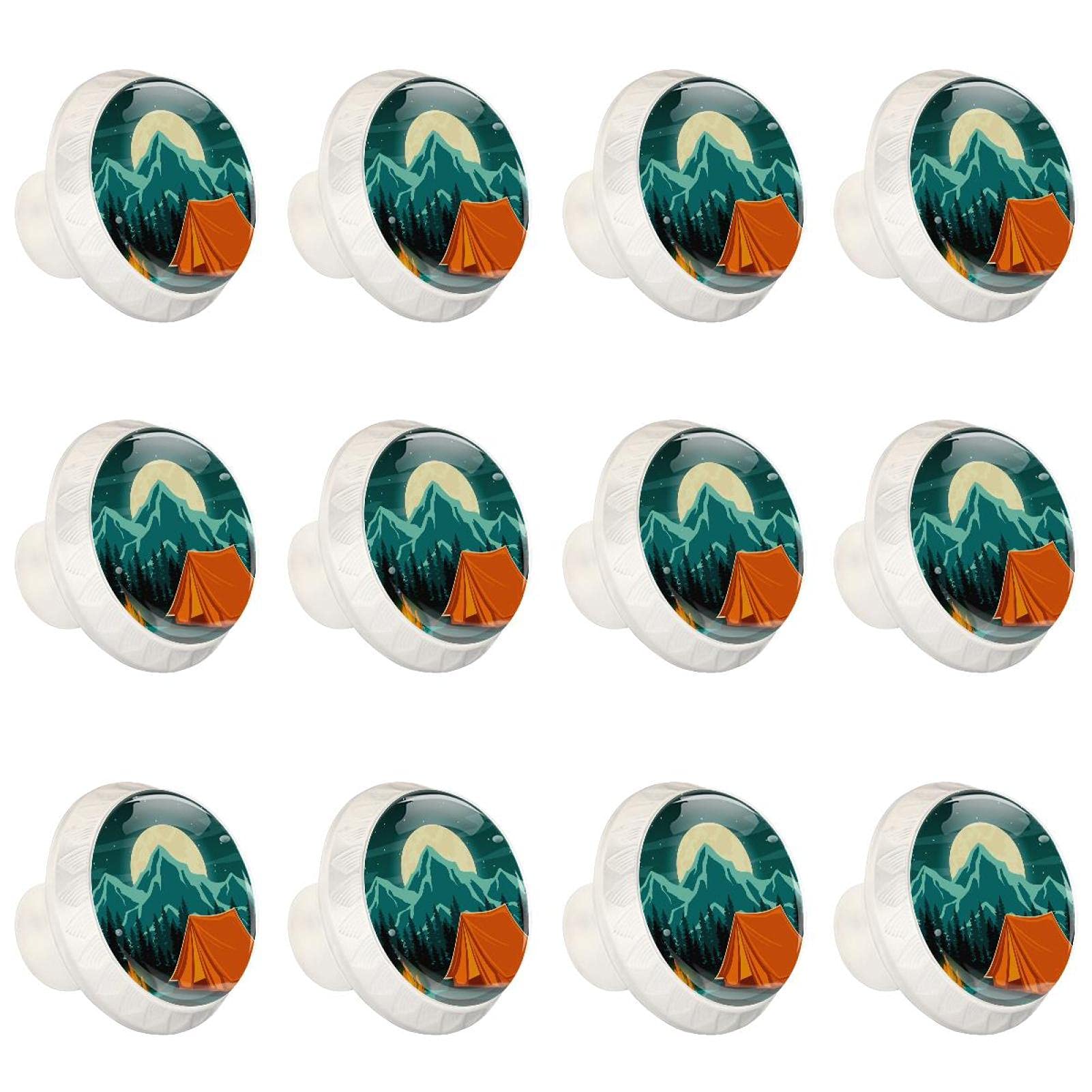 Boutons d'armoires de cuisine ronds style montagne - Lot de 12 poignées pour tiroirs et commodes