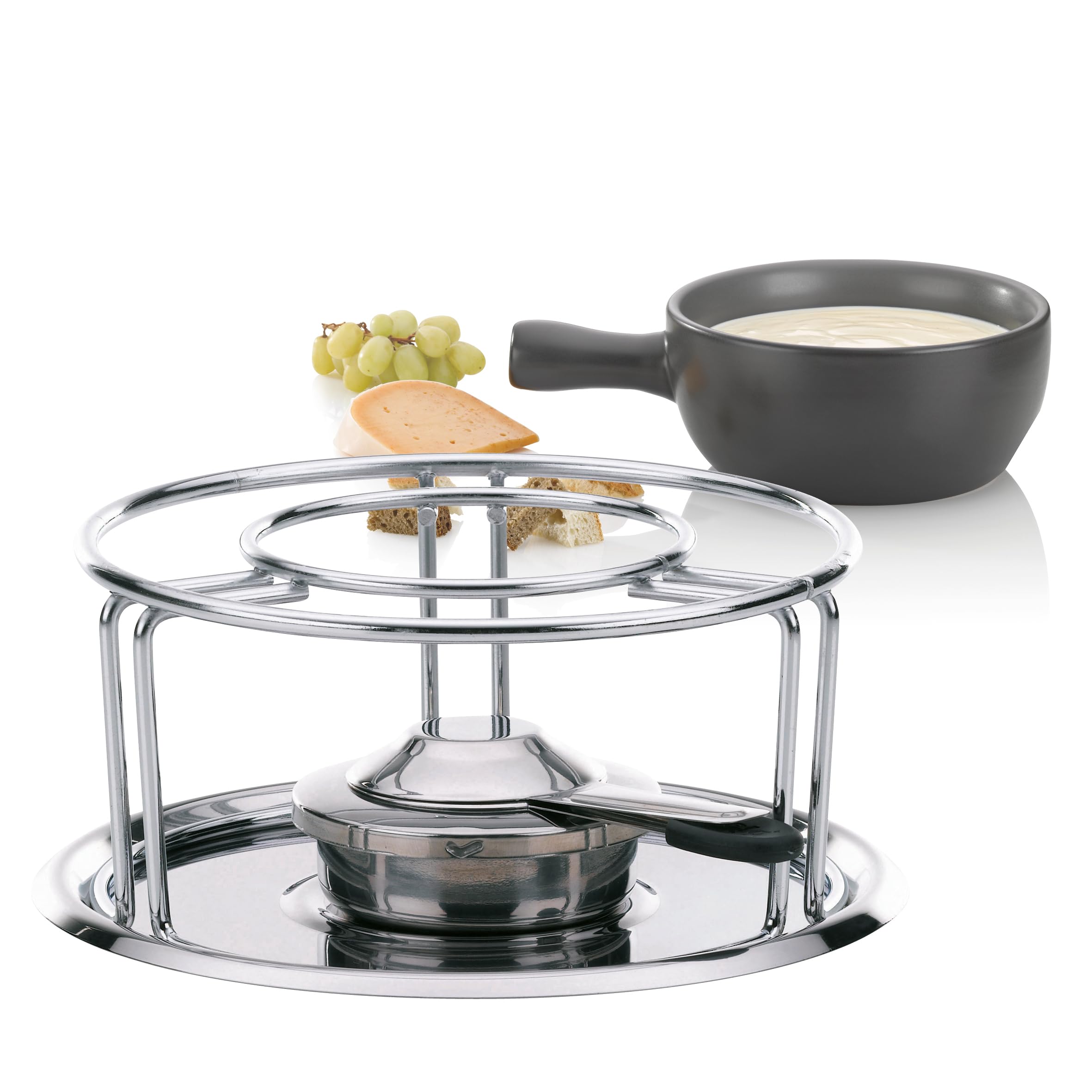Kela 60127 Rechaud with burner, chrome-plated metal/stainless steel, diameter 23.5 cm, Maxi, 23.5 x 23.5 x 10.5 cm, Silver
