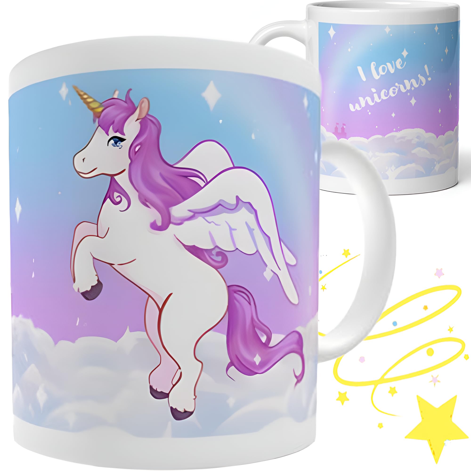 wohhwo Unicorn Ceramic Mug for Girls Hot Cold Drinks Mug 11oz Birthday Surprise Gift Party Favor
