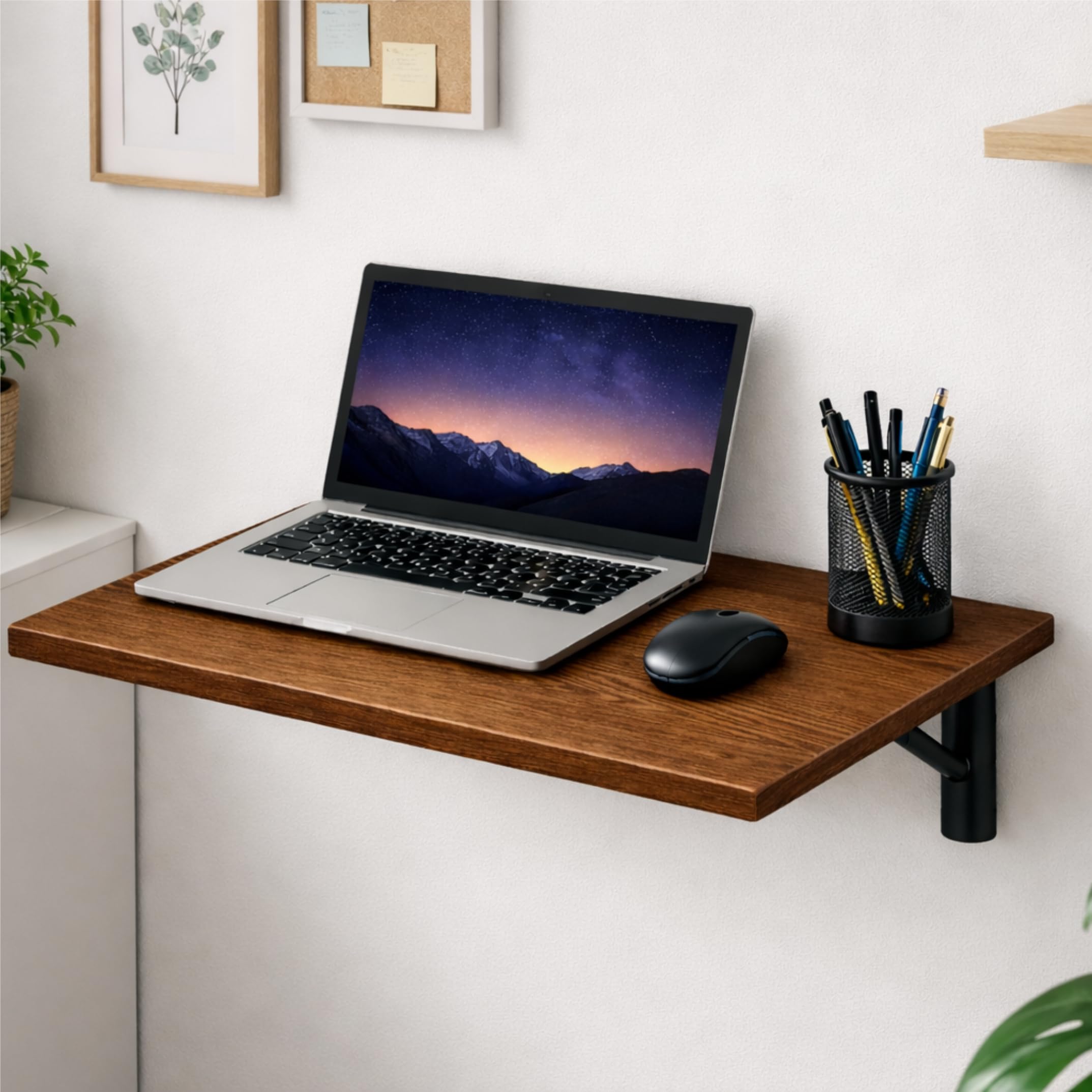 Wall Mounted Folding Study Table | Space Saving Foldable Laptop Desk for Home & Office | Engineered Wood Wall Mount Table (Walnut, 40 * 60 cm)